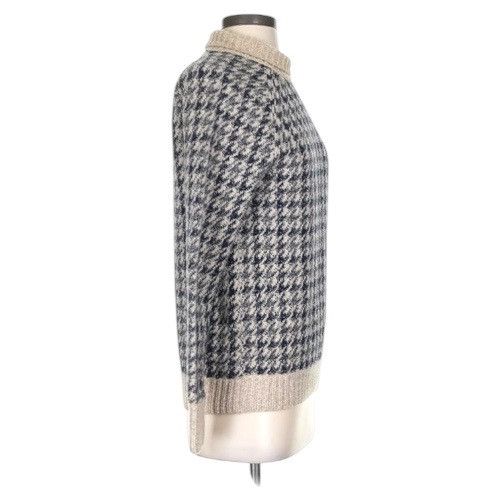 Theory Theory Wool Houndstooth Gray Beige Petite Sweater Size XS / US 0-2 / IT 36-38 - 3 Thumbnail