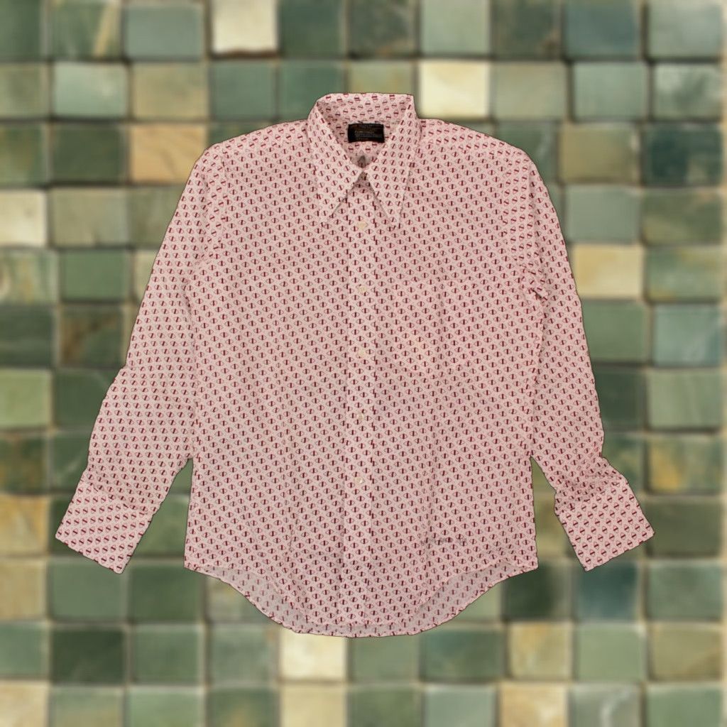 Pinko VINTAGE Towncraft Dress Shirt Mens VTG NOS 70s White Red Pink 1970s 44 14-32 4.5-32 S Disco Button-Front Polyester Blend Regular Size 14-32 Mens Size 36R - 1 Thumbnail