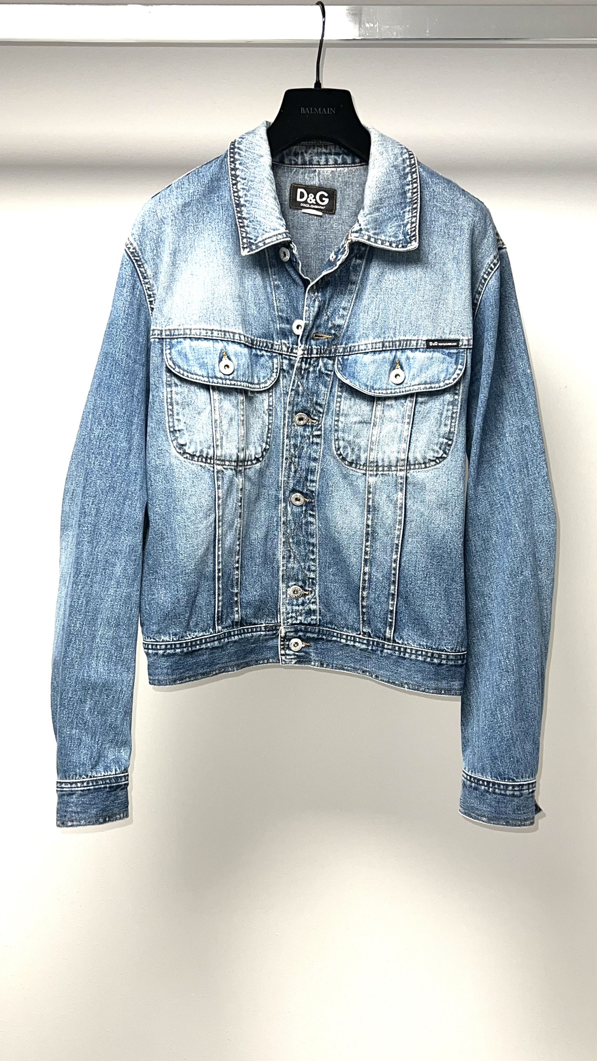 D & G / DOLCE & GABANNA BLUE DENIM JACKET W / FRONT PACKETS