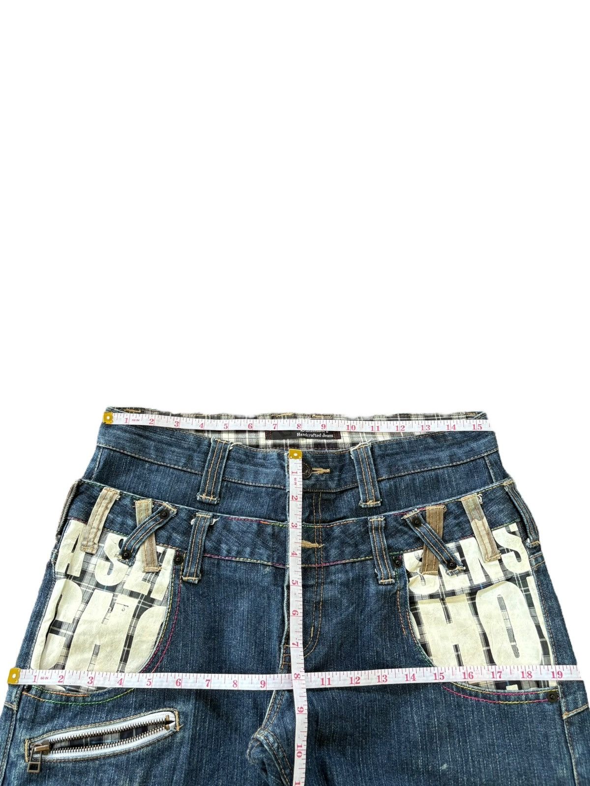 Japanese Brand VTG Y2K Dominate Double Waist Raw Denim Loose Jeans Size US 31 - 10 Thumbnail