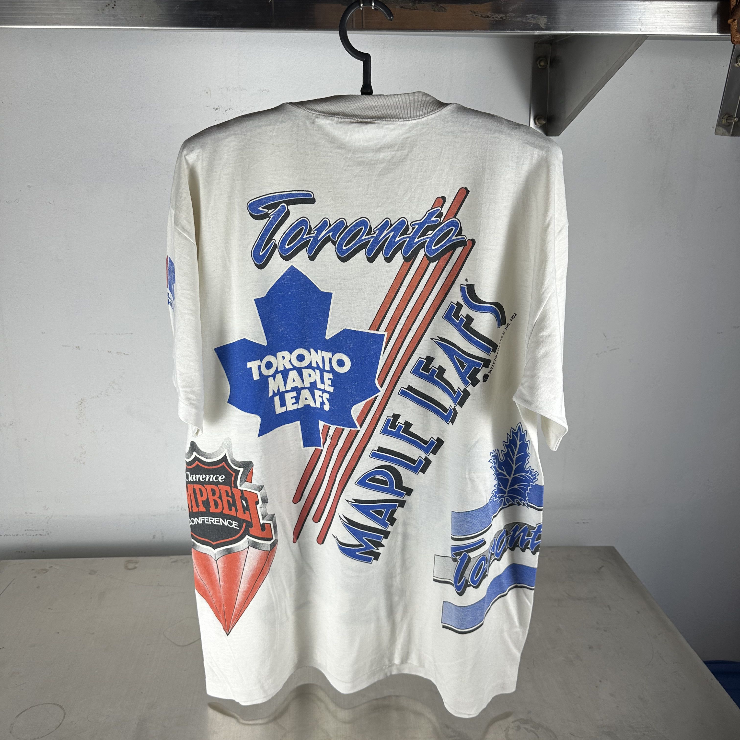 Vintage ​1992 Toronto Maple Leafs Bulletin Athletic NHL AOP​ T-Shirt Size US XL / EU 56 / 4 - 3 Thumbnail
