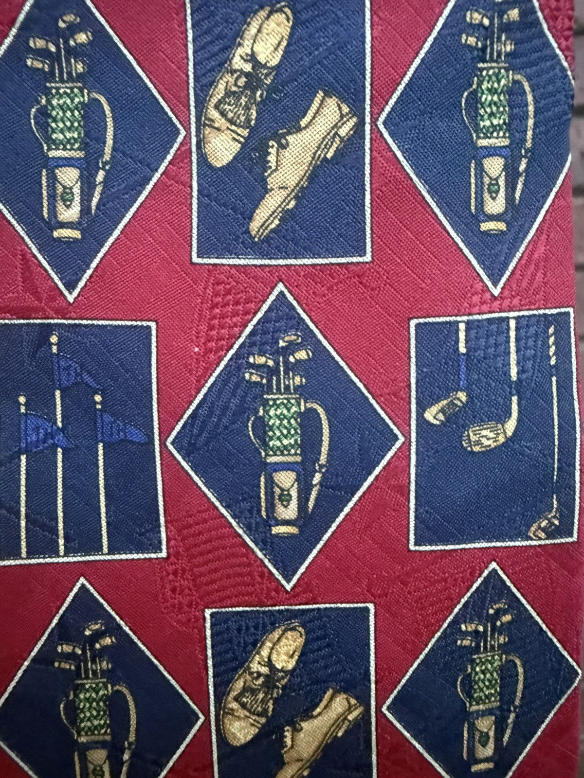 Tommy Hilfiger Vintage Tommy Hilfiger Burgundy 100% Silk Golf Neck Tie Size ONE SIZE - 4 Thumbnail