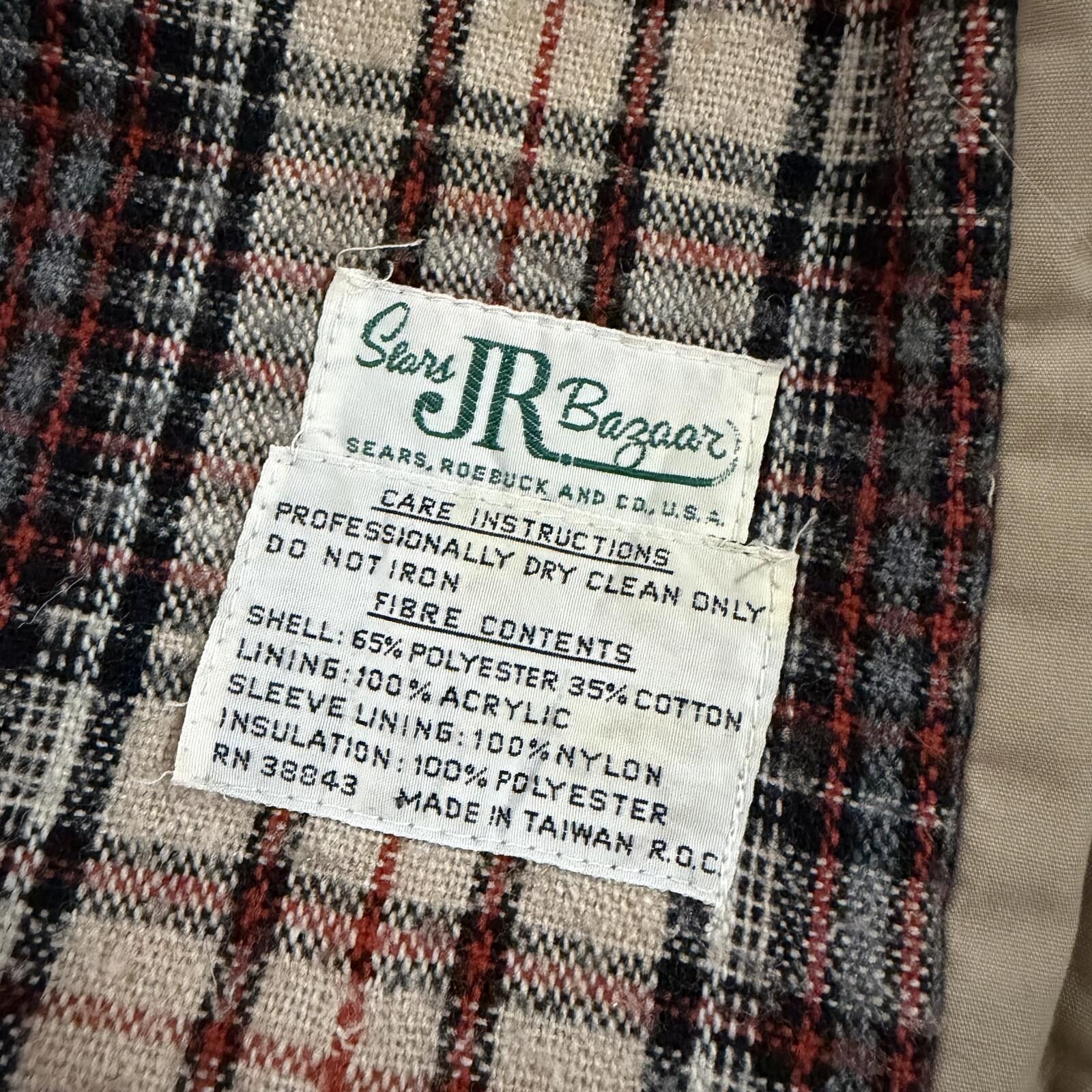 Sears Vintage 60s 70s Sears JR Bazaar Plaid Lined Jacket Preppy Size ONE SIZE - 3 Thumbnail