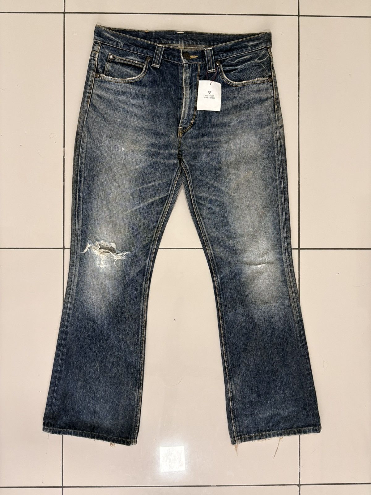 Vintage Vtg Lee Riders Flare Bootcut Distressed Jeans Size US 30 / EU 46 - 1 Thumbnail