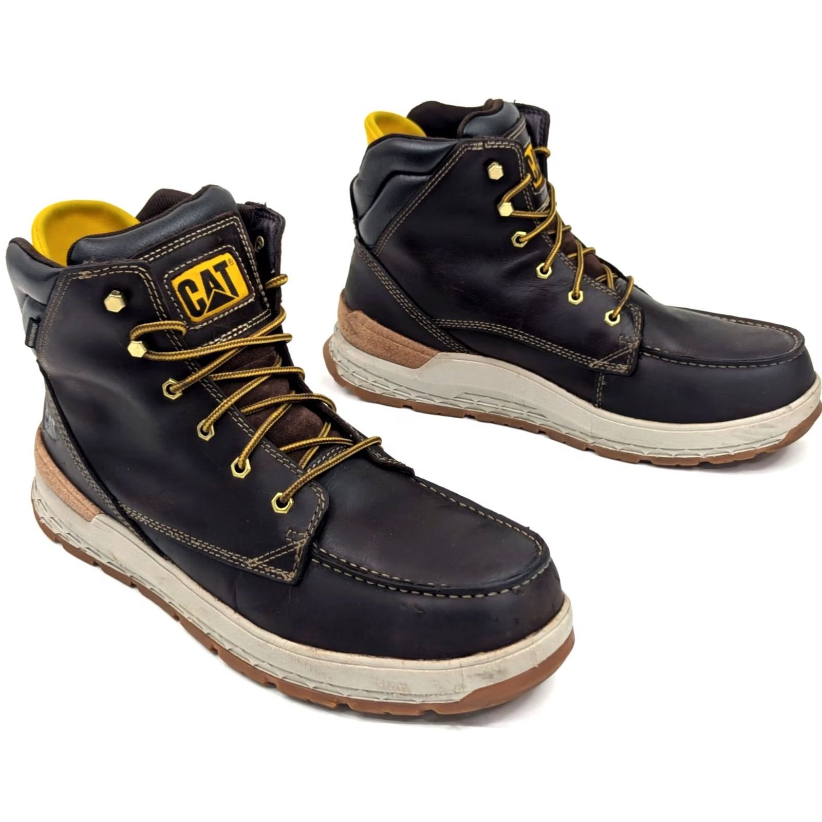 Vintage CAT Impact Waterproof Carbon Composite Toe Work Boots Mens 14 Brown Lace Up P91402 Size US 14 / EU 47 - 2 Thumbnail