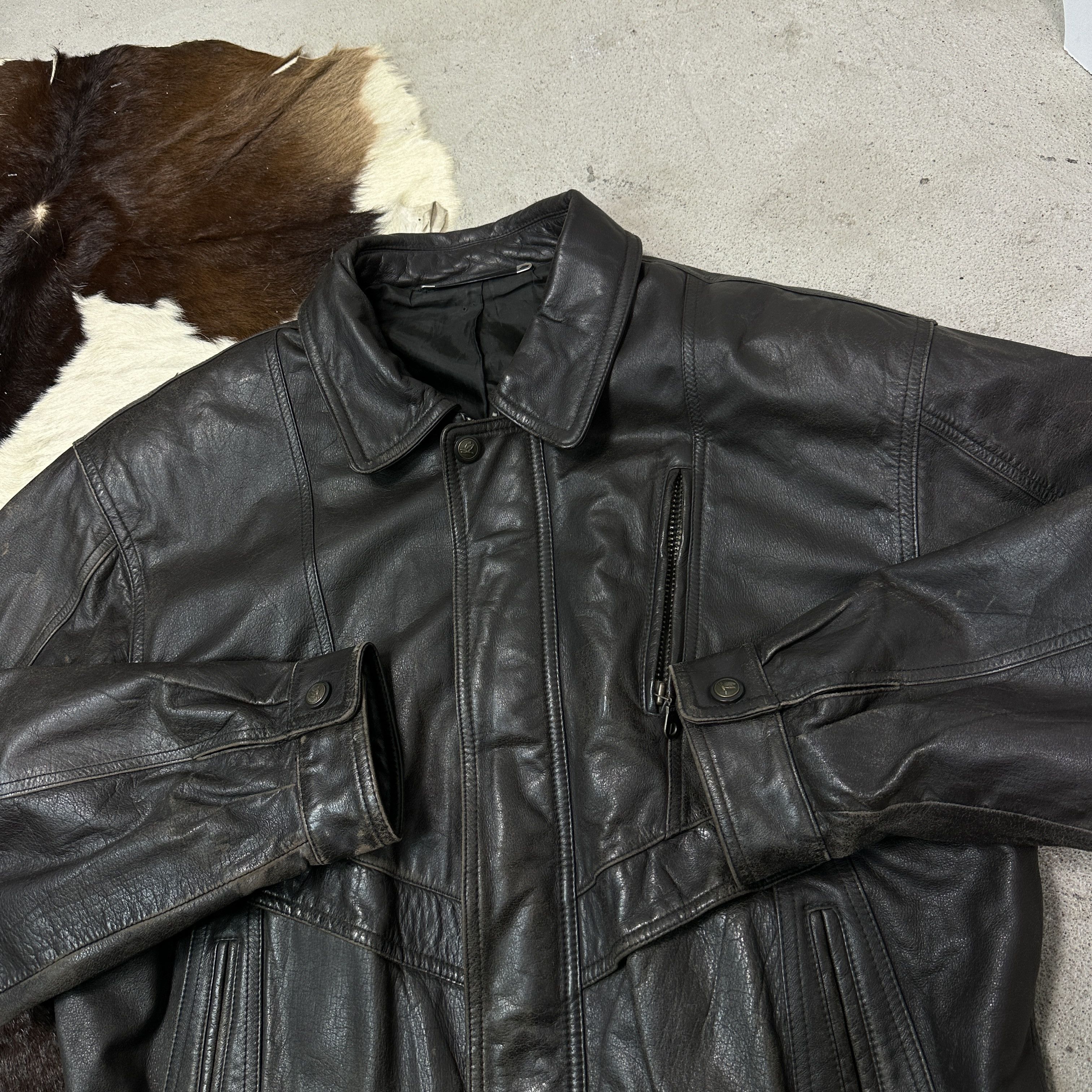 Vintage Vintage Grunge Biker Old School Oversized Leather Jacket 90s Size US XL / EU 56 / 4 - 4 Thumbnail