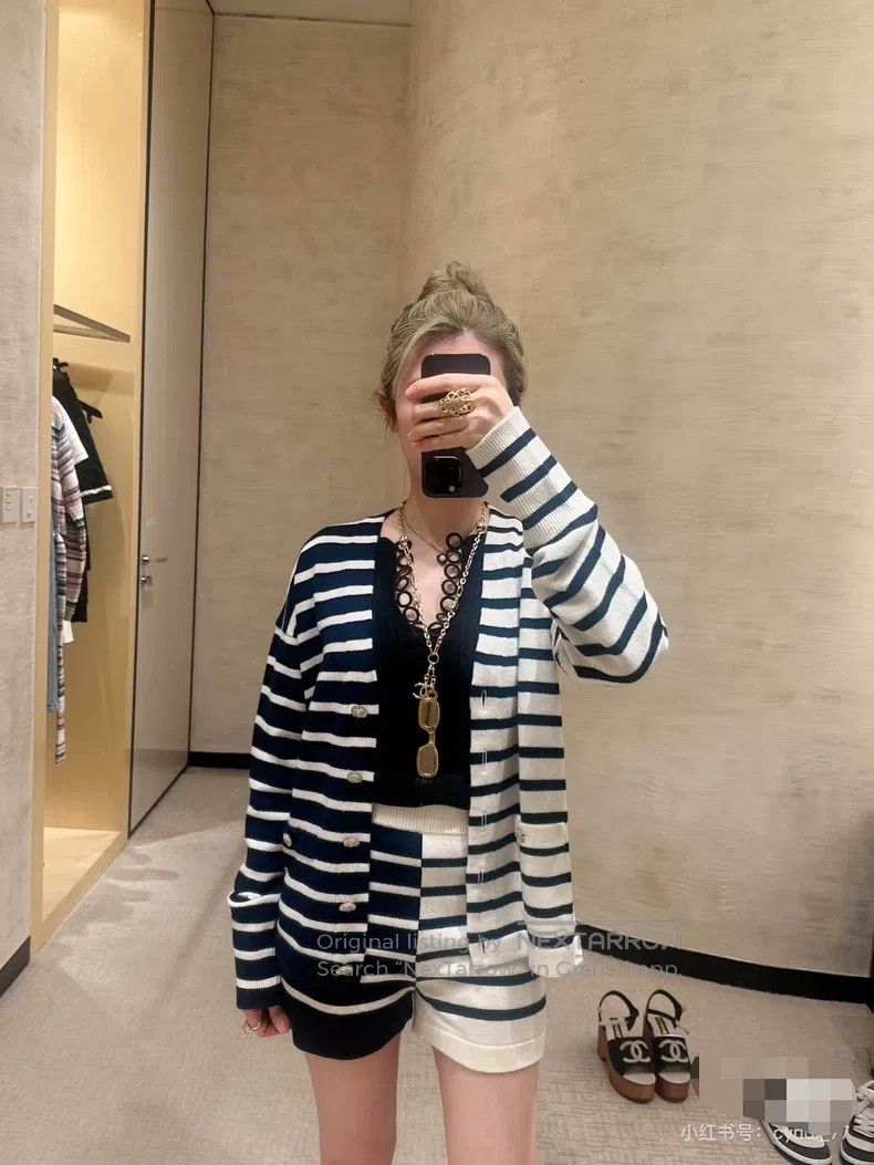 Chanel Chanel Size50 24s dark blue and white striped colour block Size XL / US 12-14 / IT 48-50 - 3 Thumbnail