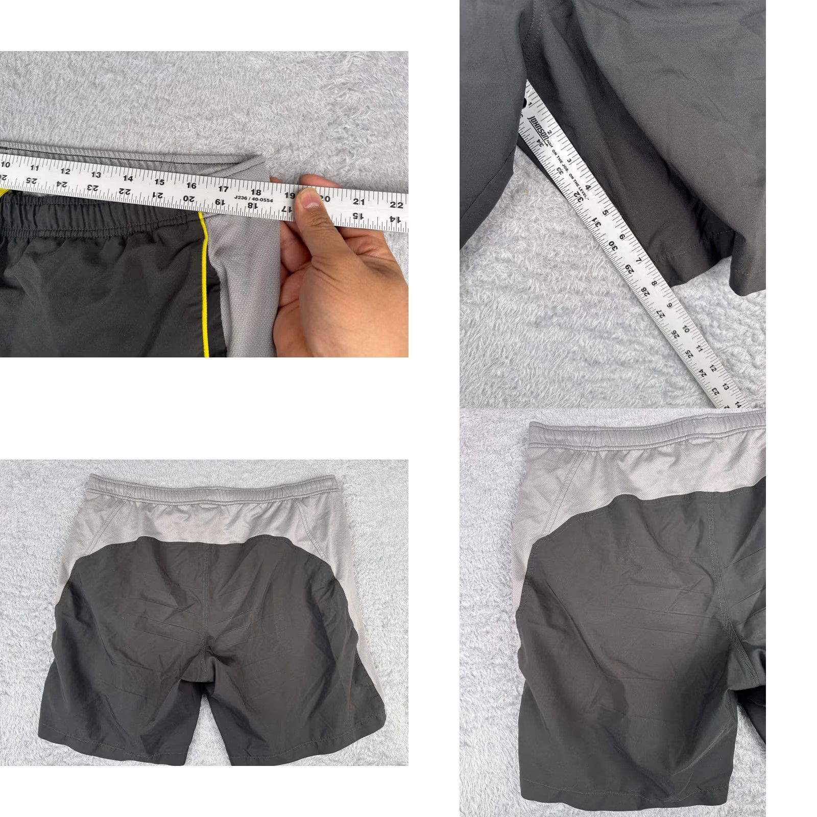 The North Face The North Face Shorts Men Large Gray Yellow 100% Polyester Run Gym Hike READ Size US 33 - 8 Thumbnail