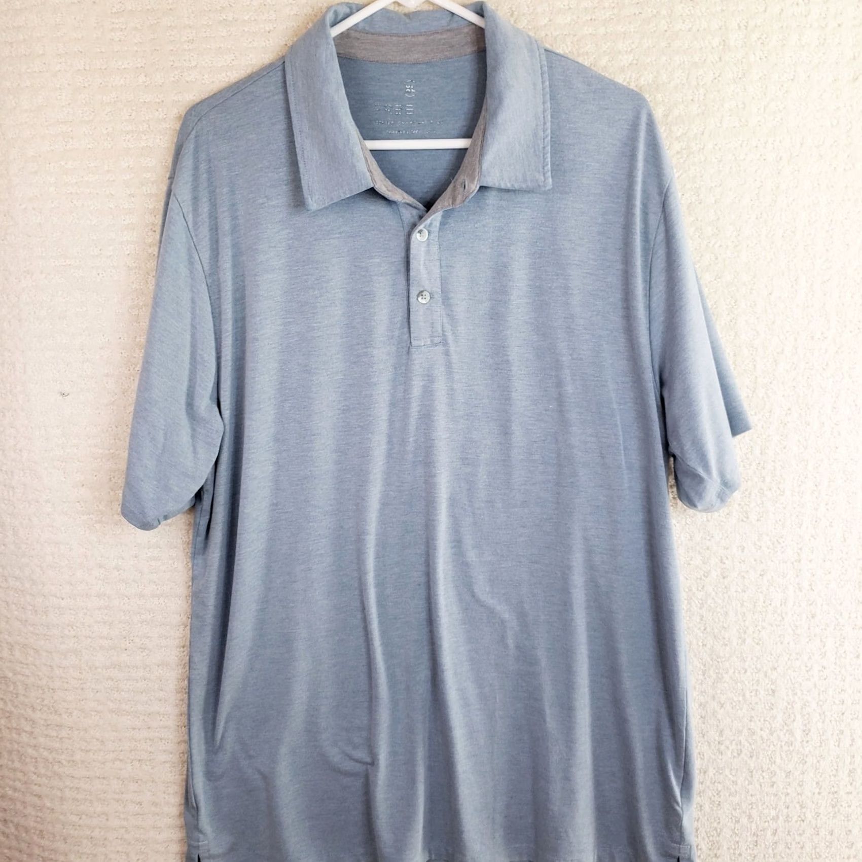 Vintage Free Fly Polo Shirt Mens XL Short Sleeve Pocket Blue Viscose Bamboo Polyester Size US XL / EU 56 / 4 - 2 Thumbnail