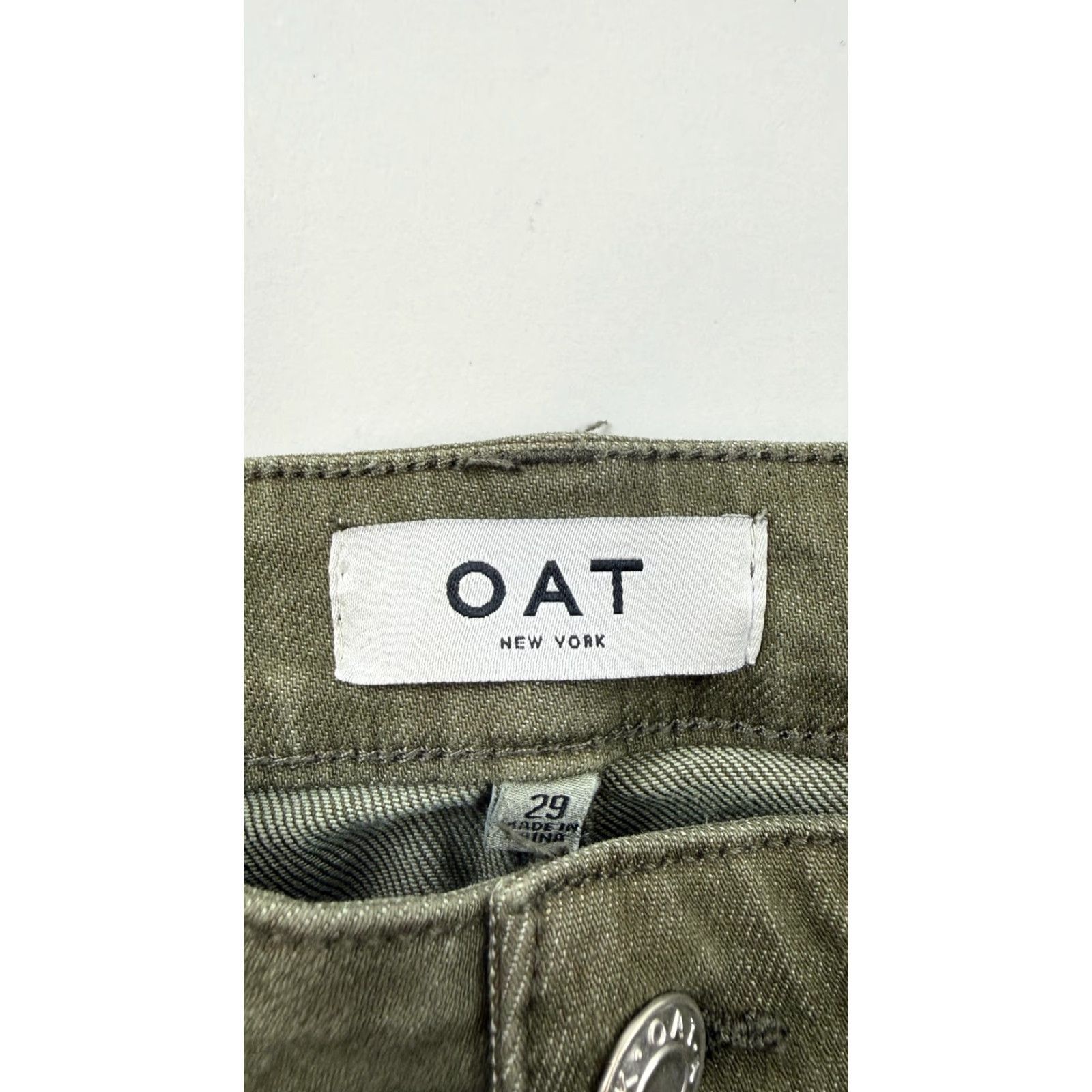 Olive OAT New York Straight Jeans Womens 29 Olive Green Stretch Denim Cropped 29x24 Size 29" - 4 Thumbnail