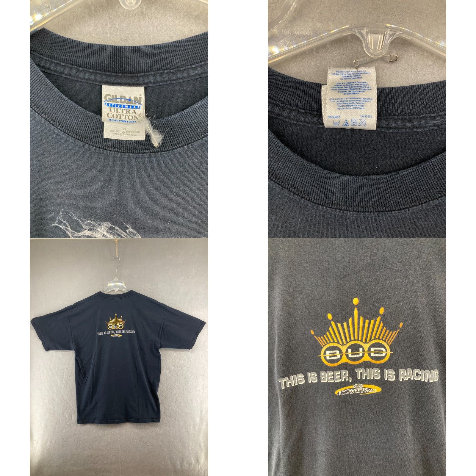 Gildan Gildan Ultra Cotton T-Shirt XL Black Men Bud This is Beer Racing Anheuser Busch Crown King Shirt Mens Size US XL / EU 56 / 4 - 8 Thumbnail