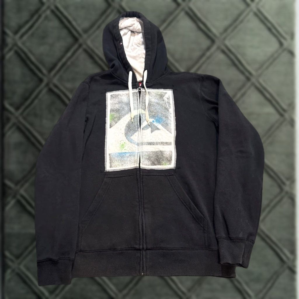 Quiksilver VINTAGE Quiksilver Hoodie Black Medium Grunge Surf Skate Full Zip Y2K Cyber Size US M / EU 48-50 / 2 - 1 Thumbnail