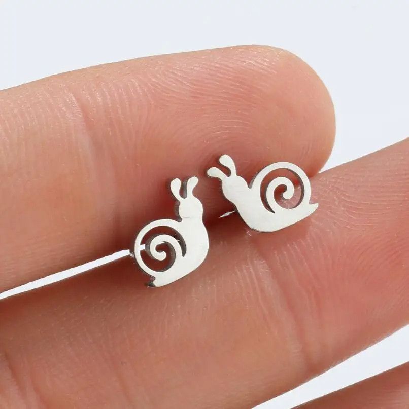 Jewelry Cute Snail Stud Earrings Charm Stainless Earring Gift Size ONE SIZE - 1 Thumbnail