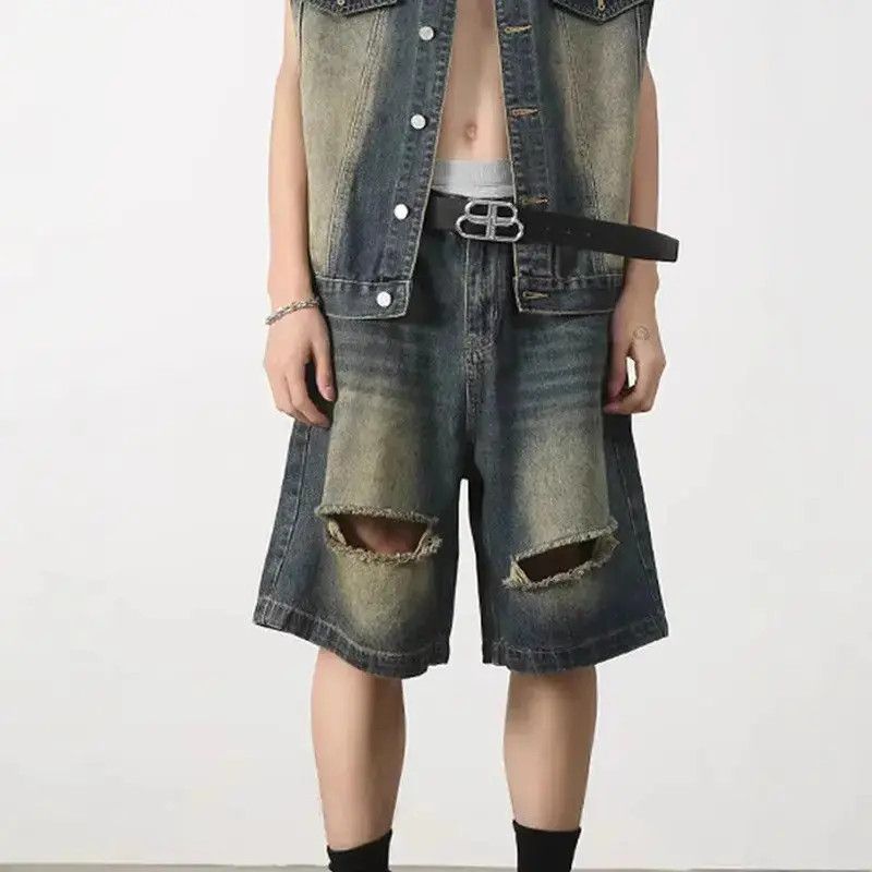 Japanese Brand Retro wide leg loose denim shorts Size US 32 / EU 48 - 1 Thumbnail