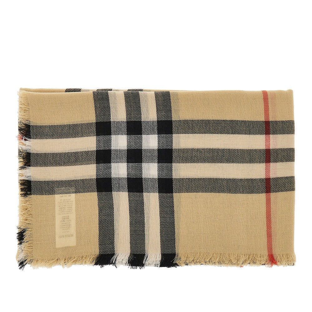 Burberry Check Wool Scarf Beige Uni Men - Usa Tariffs Included, Men's