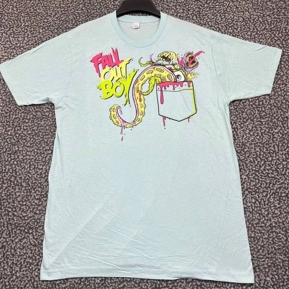 Tultex Fall Out Boy Shirt Men Large Blue Cotton Deadstock New L Size US L / EU 52-54 / 3 - 1 Thumbnail