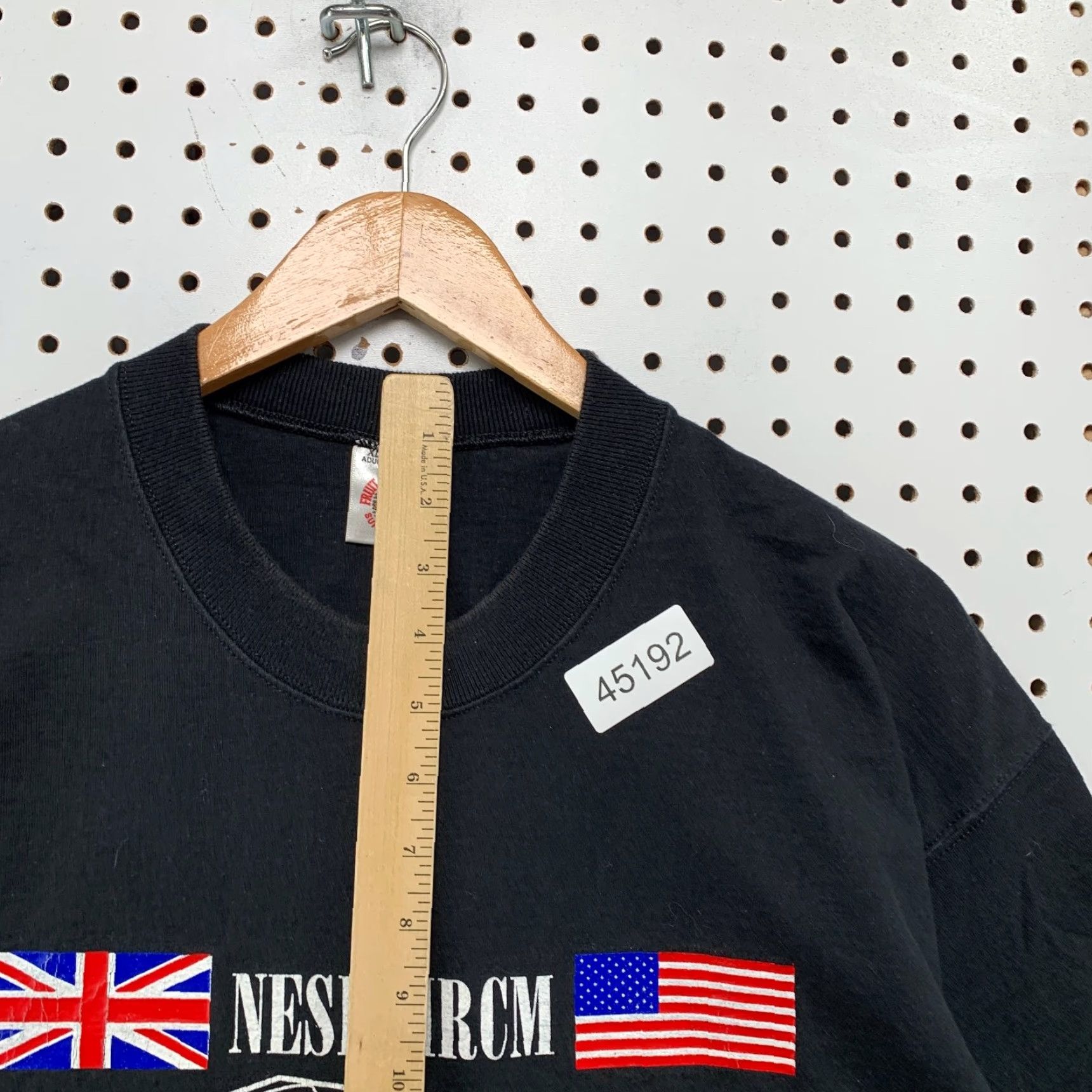 Fruit Of The Loom VINTAGE NESI DIRCM Shirt Mens XL Black Directed Infrared Countermeasure USA Shirt Mens XL Black 90s Army Flag USA Mens Size US XL / EU 56 / 4 - 7 Thumbnail