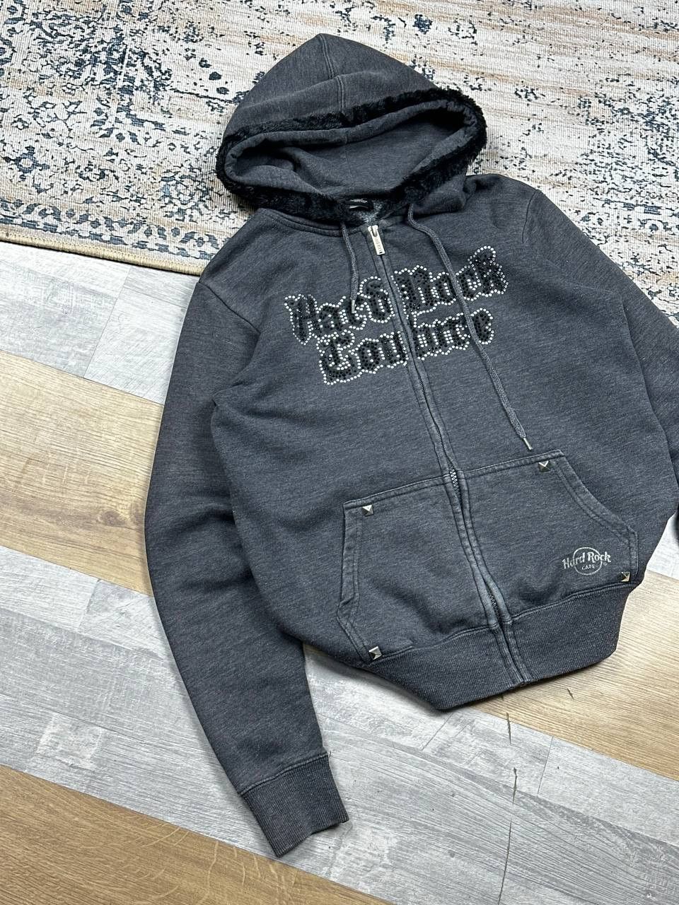 Hard Rock Cafe Vintage 90s Hard Rock Couture Y2K Fur Hoodie Size M / US 6-8 / IT 42-44 - 6 Thumbnail
