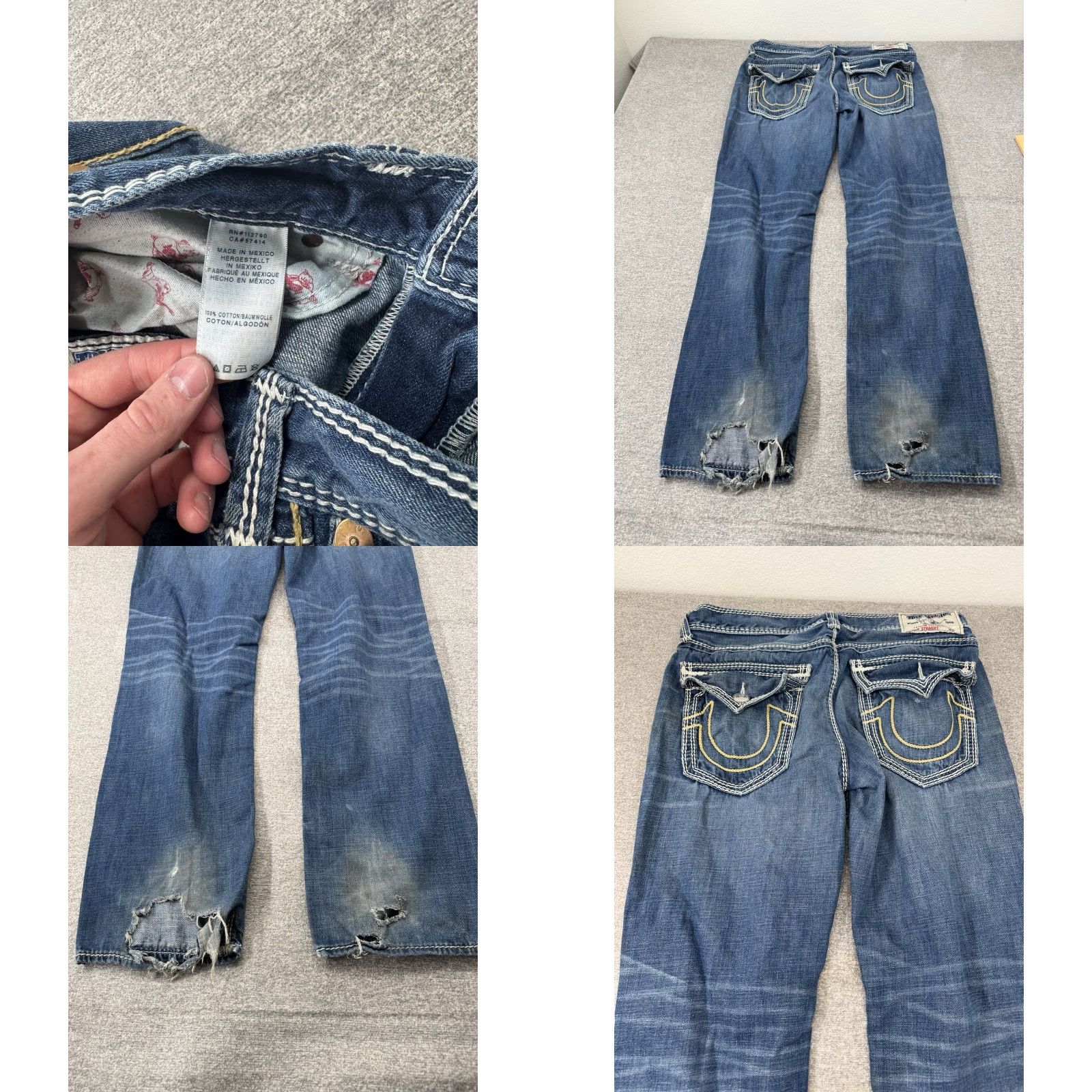 True Religion VINTAGE True Religion Ricky Big T Jeans Men 34x32 Distressed Horseshoe Pocket Denim Blue 34 Inseam Relaxed Straight mens Size US 34 / EU 50 - 8 Thumbnail