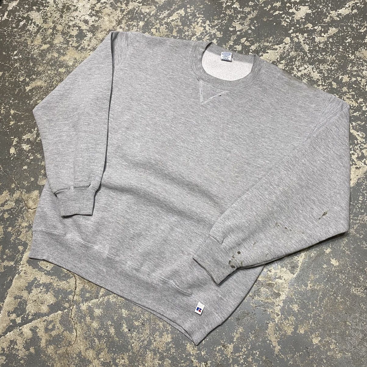 Russell Athletic × Vintage Vintage Russell Athletic Grey Blank Boxy Crewneck Hoodie Size US L / EU 52-54 / 3 - 2 Thumbnail