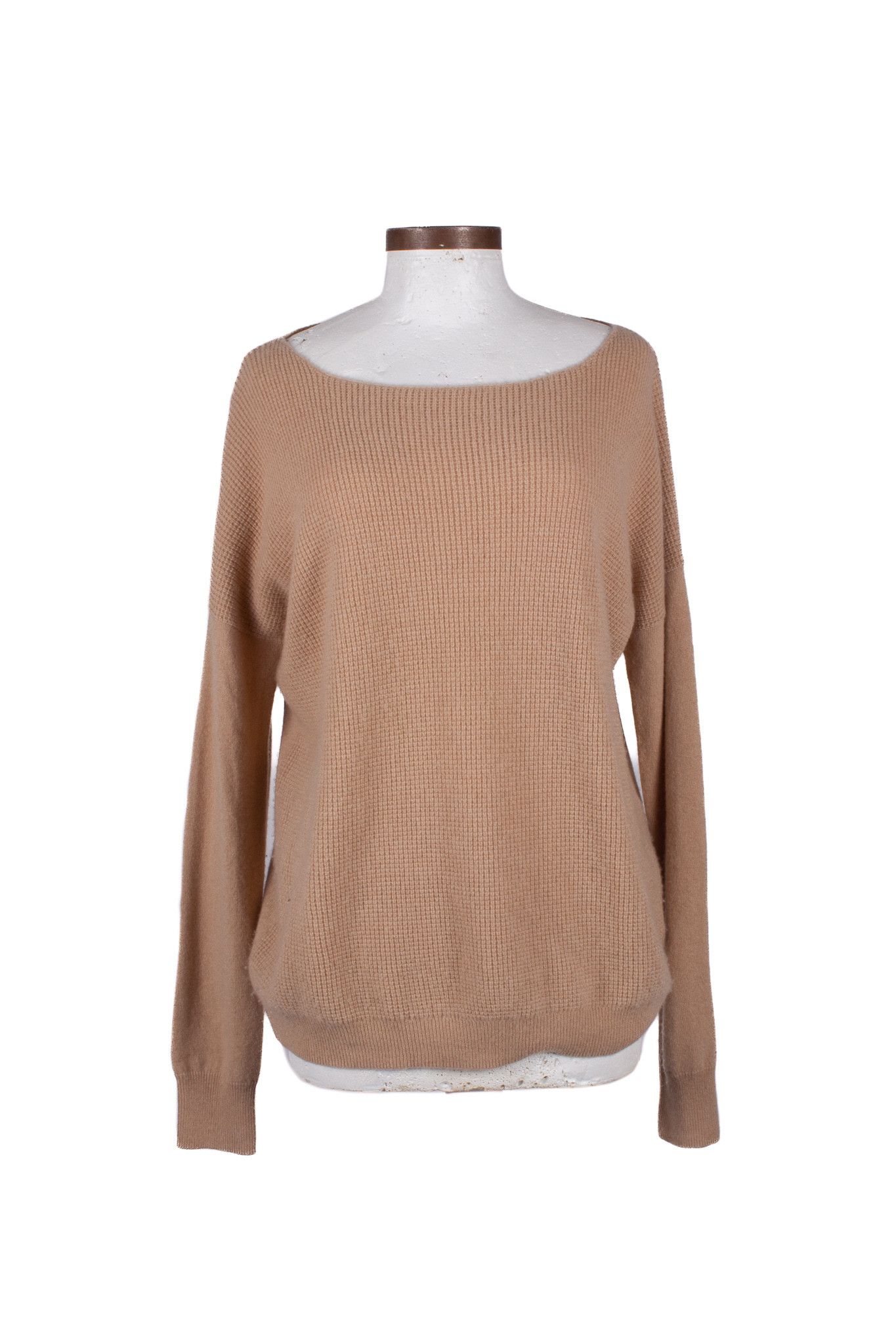 image of Theory Camel Cashmere Wide Neck Sweater, Men's (Size Medium)