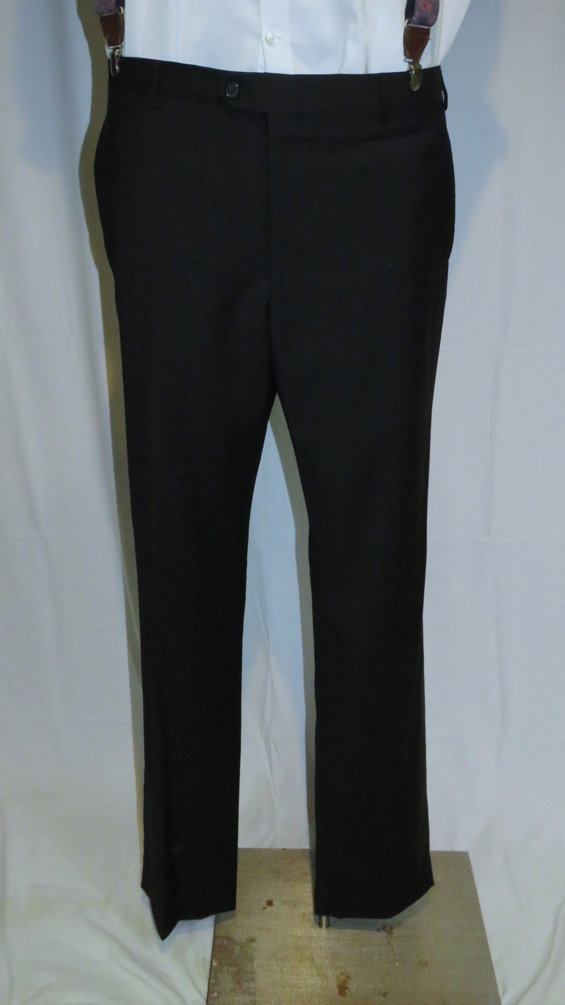 Valentino Solid Black Fleece Wool Two Button Suit 44 Size 44R - 12 Thumbnail