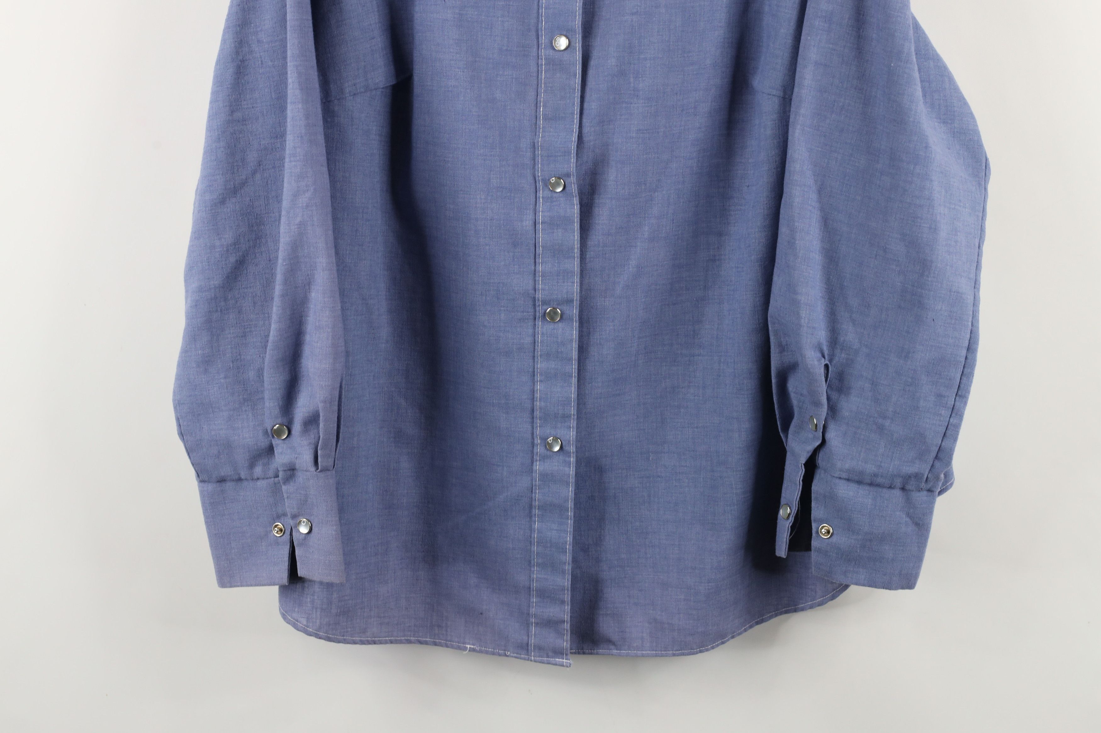 Vintage Vintage 60s Streetwear Cowgirl Chambray Snap Button Shirt Size XXL / US 16-18 / IT 52-54 - 3 Thumbnail