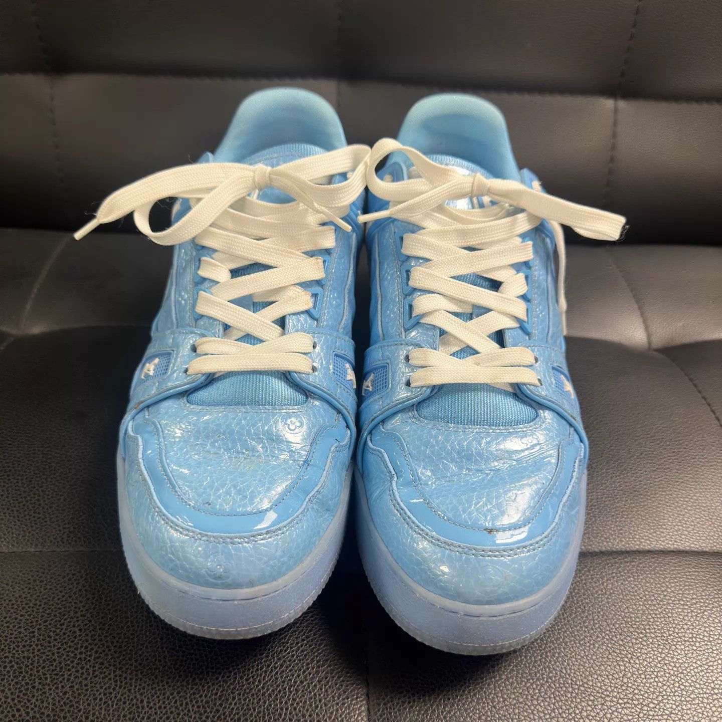 Louis Vuitton LV 25 Trainer Patent Blue Artistic Men's Low Top Size US 9 / EU 42 - 2 Thumbnail