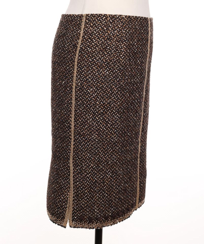 Prada PRADA Skirt Slits Wool Knit Brown F/W 2000 Size 40 Size 27" / US 4 / IT 40 - 2 Thumbnail