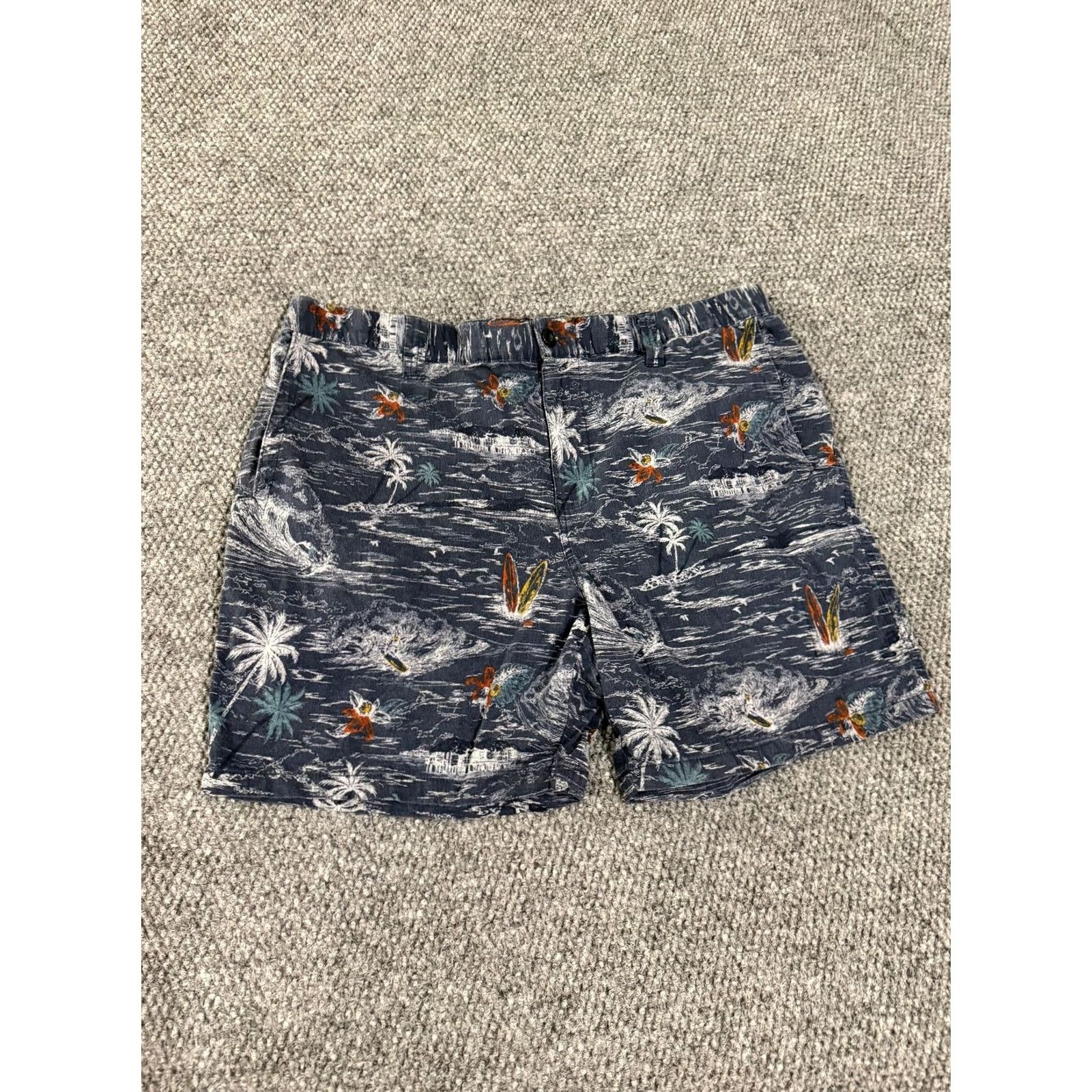 Lucky Brand Lucky Brand Shorts Mens 36 Blue Tropical Surf Print Linen Blend Chino Casual Sl a sh Pockets Regular Size US 36 / EU 52 - 2 Thumbnail