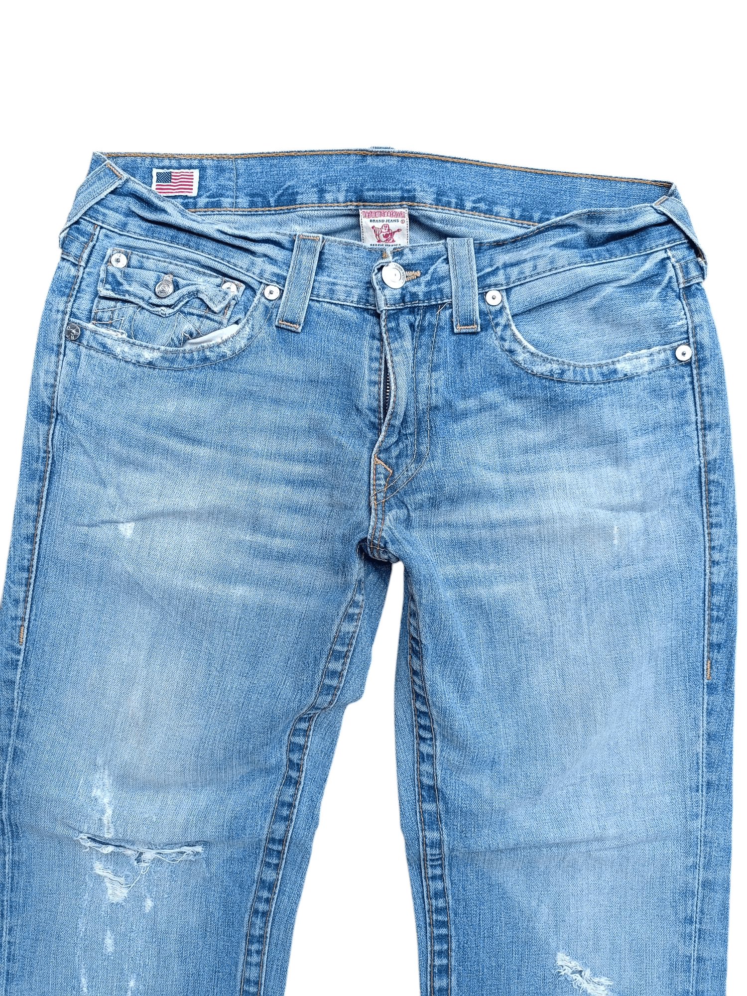 Affliction × Ed Hardy × True Religion True Religion Ricky Distressed Baggy Wide Leg Denim TR024 Size US 34 / EU 50 - 4 Thumbnail