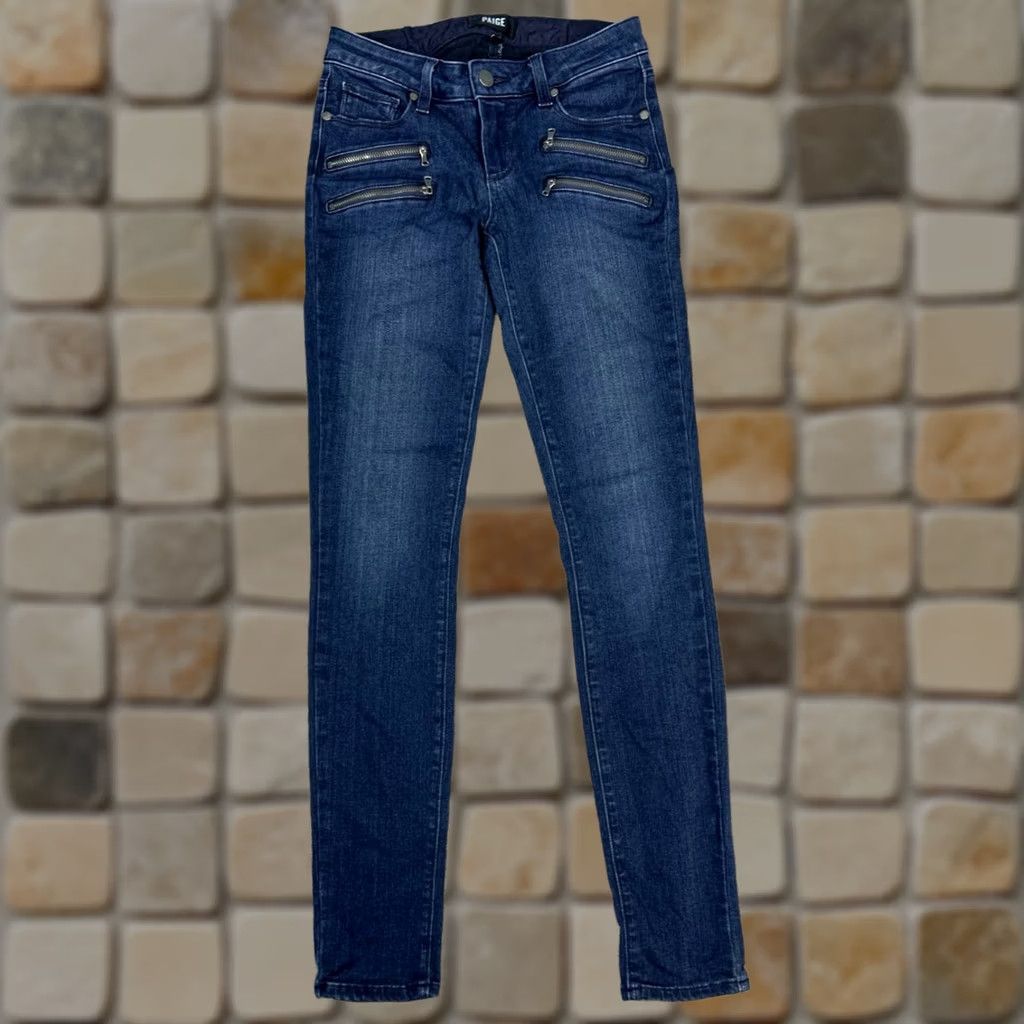 Paige Paige Edgemont Jeans Women's 25 Blue Denim Stretch Low Rise Skinny 26x30 Size 42" / US 20 - 1 Thumbnail