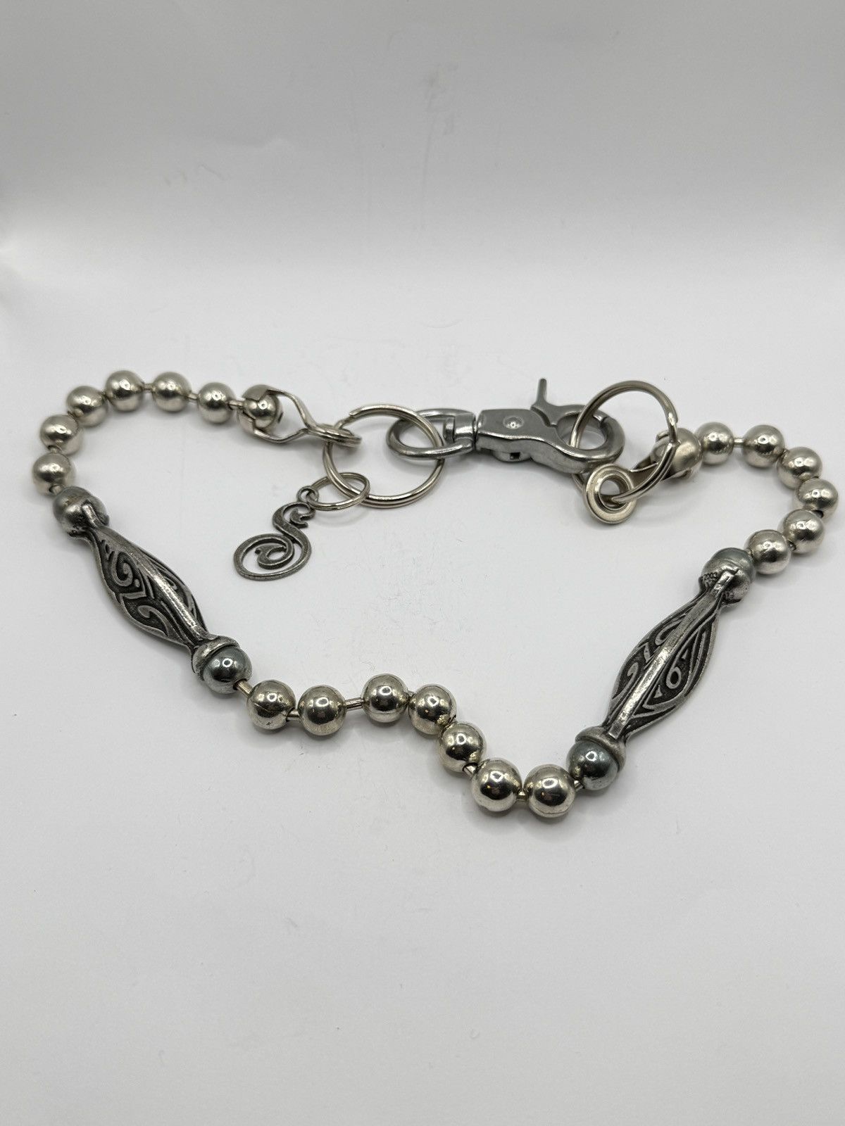 Seditionaries Heavy metal beaded biker key chain biker/goth chrome erd Size ONE SIZE - 5 Thumbnail