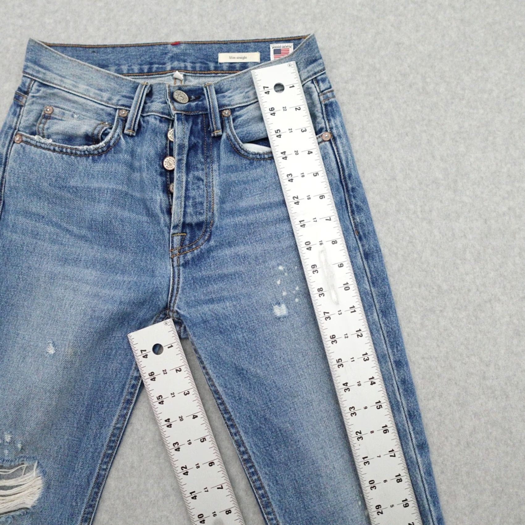 Vintage NO END Jeans Womens 24 Slim Straight Blue Made In USA Size 42" / US 20 - 6 Thumbnail