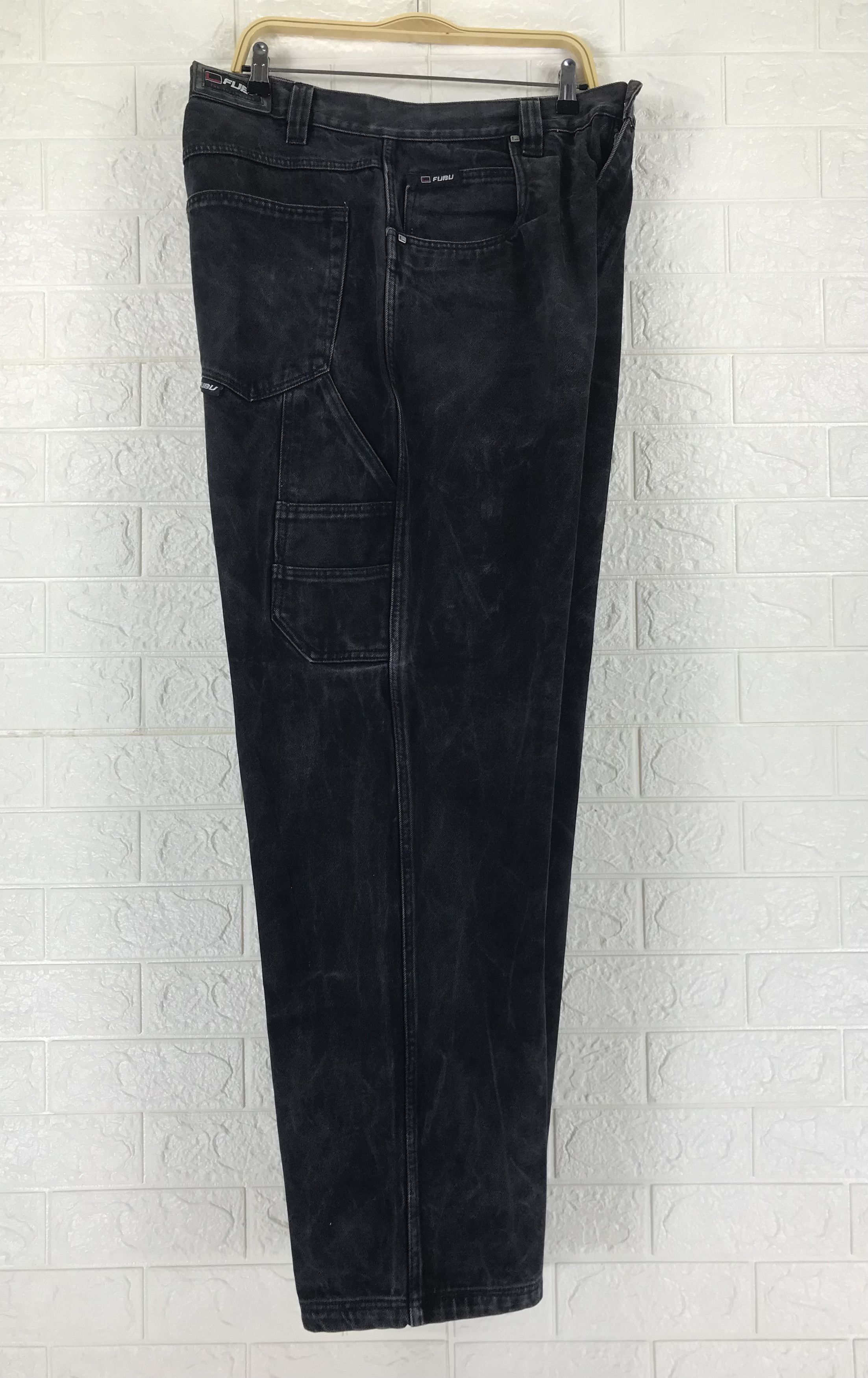 Fubu Vintage Fubu Faded Black Cargo Baggy Jeans Crazy Wide Denim Size US 38 / EU 54 - 9 Thumbnail