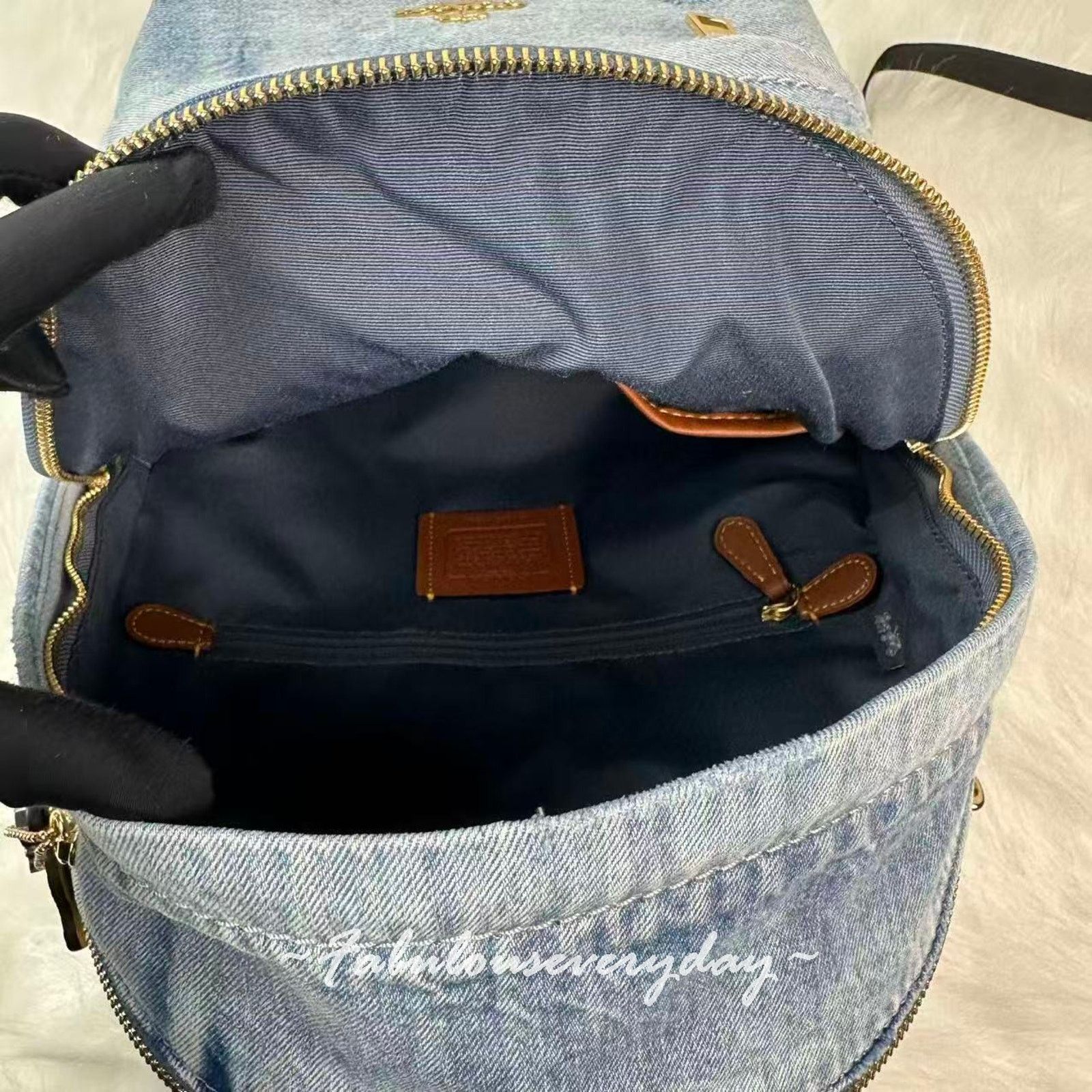 Coach Coach Taylor Small Backpack In Loved Denim Gold/Light Indigo Size ONE SIZE - 8 Thumbnail