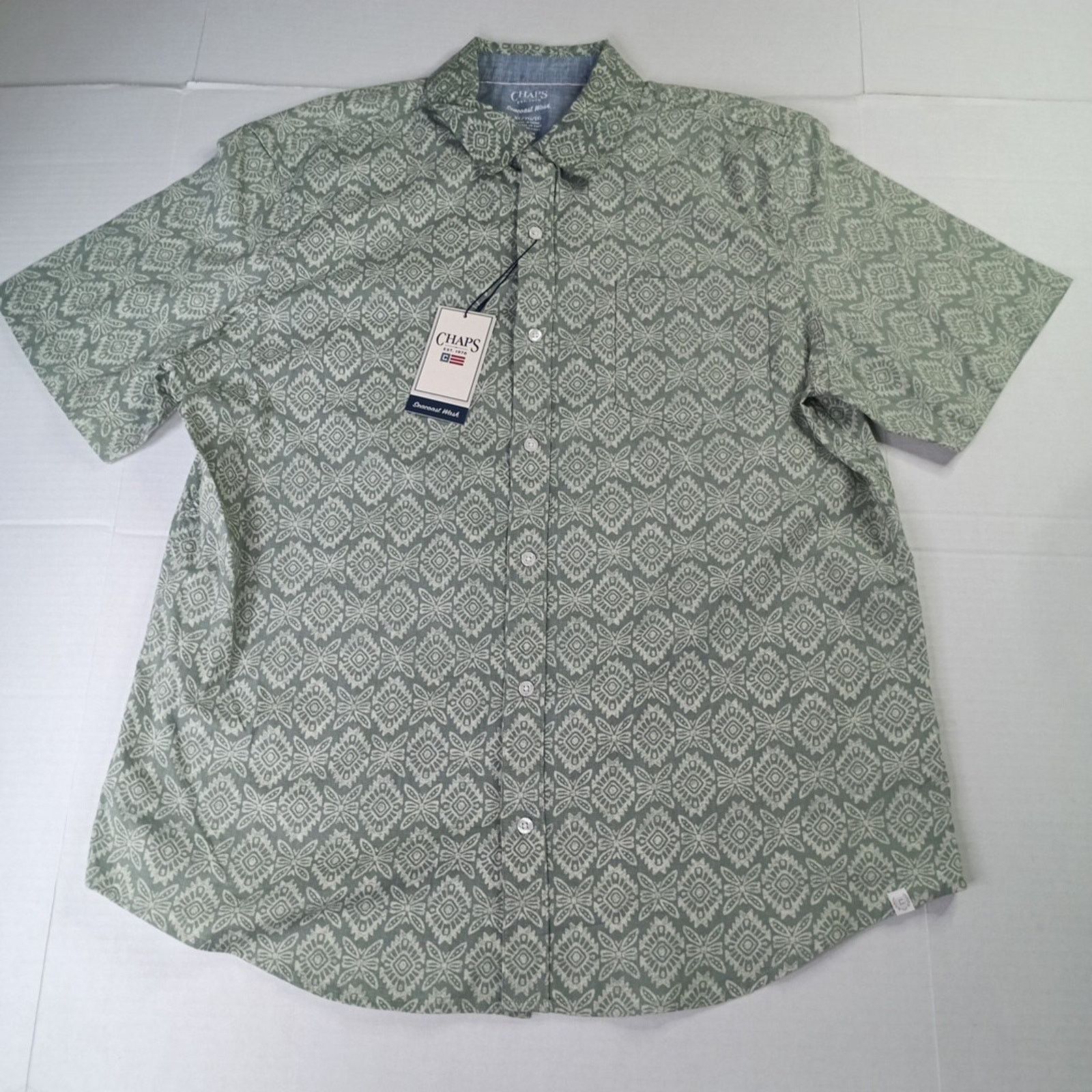 Chaps Chaps Seacoast Wash Chambray Woven Shirt Men's XL Green Size US XL / EU 56 / 4 - 1 Thumbnail