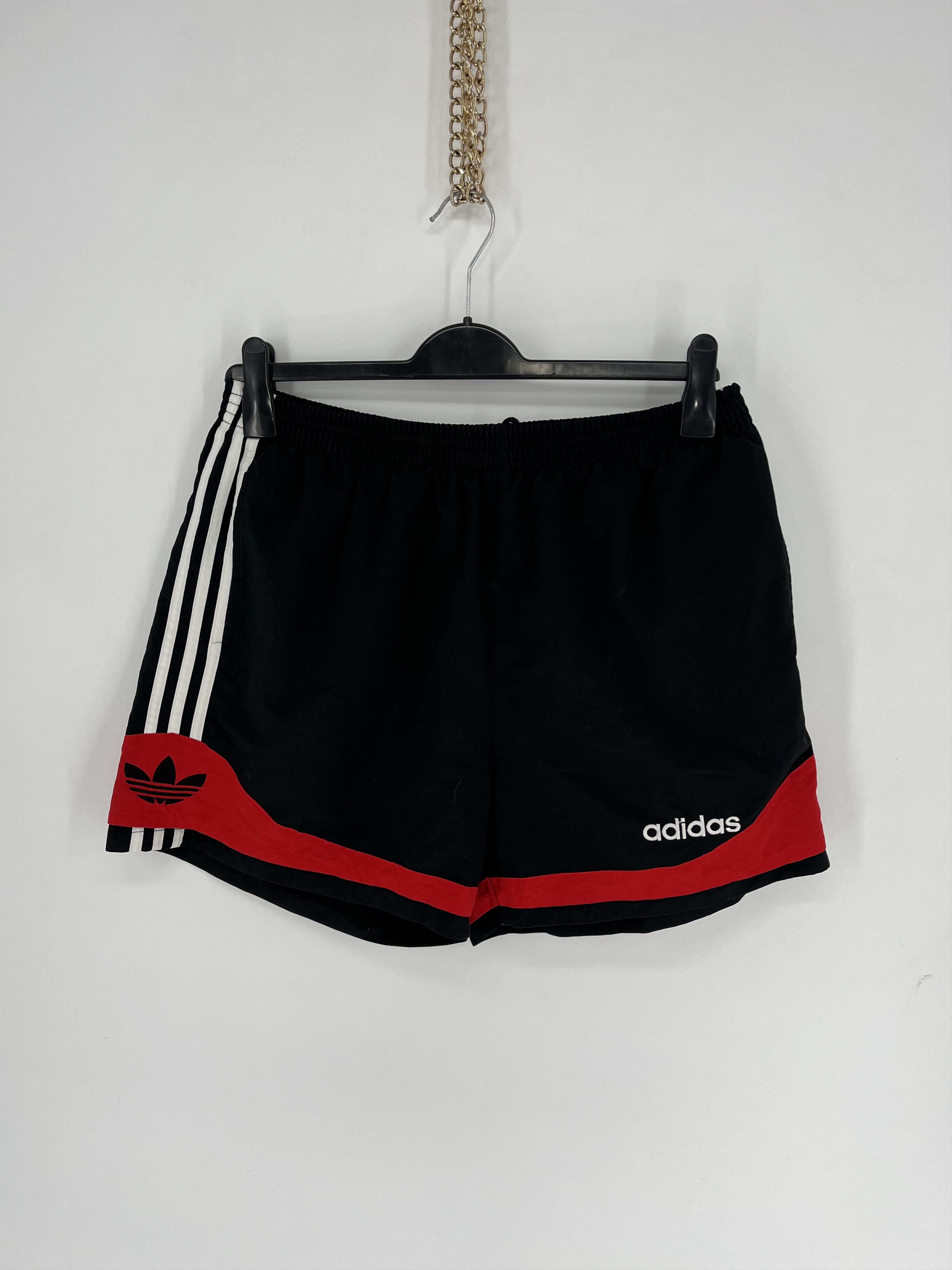 Adidas 90s Vintage Adidas Black Nylon Logo Shorts Travis Style Size US 34 / EU 50 - 1 Thumbnail