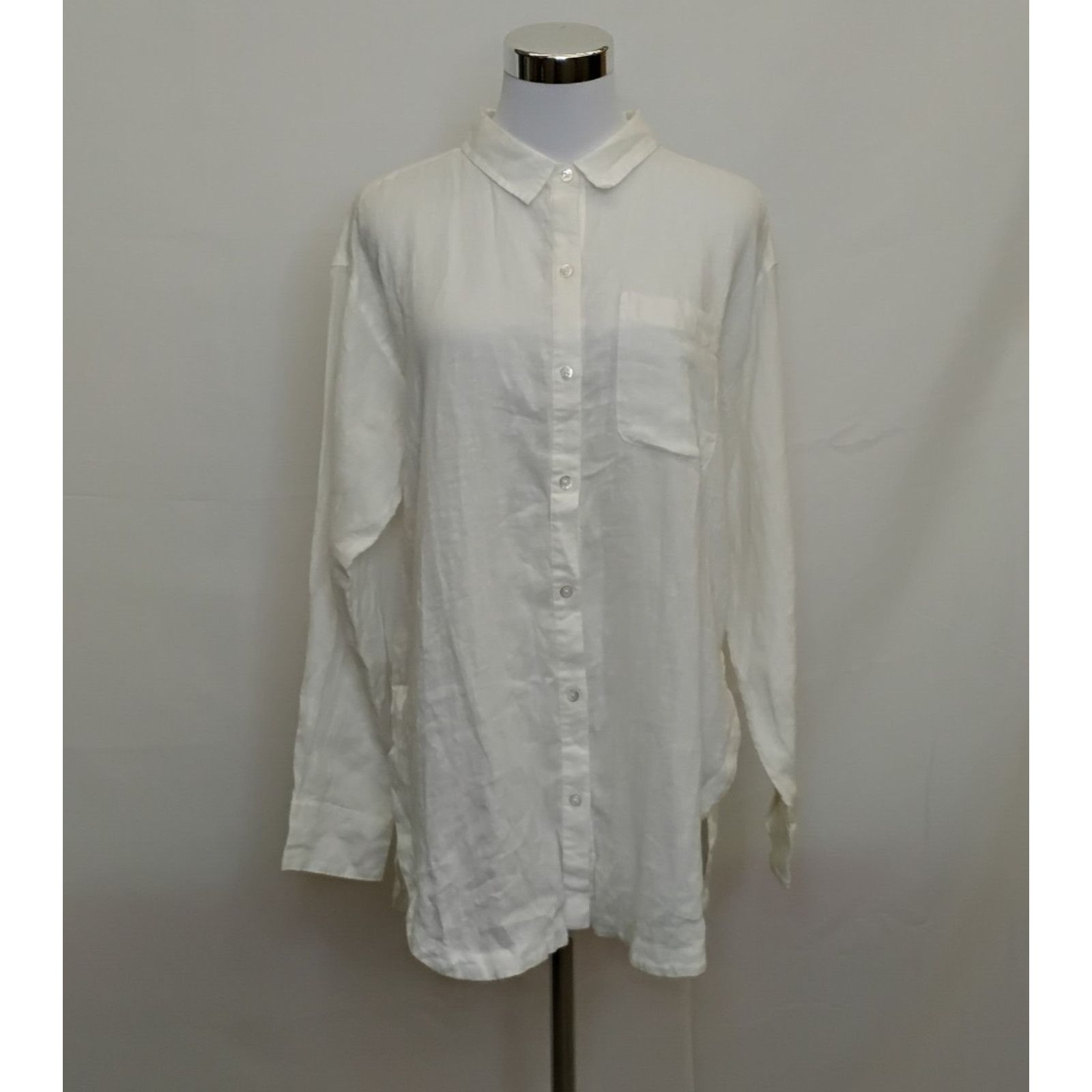 Athleta Athleta Linen Long and Lean Shirt Women's M White NWT Stain Size M / US 6-8 / IT 42-44 - 2 Thumbnail