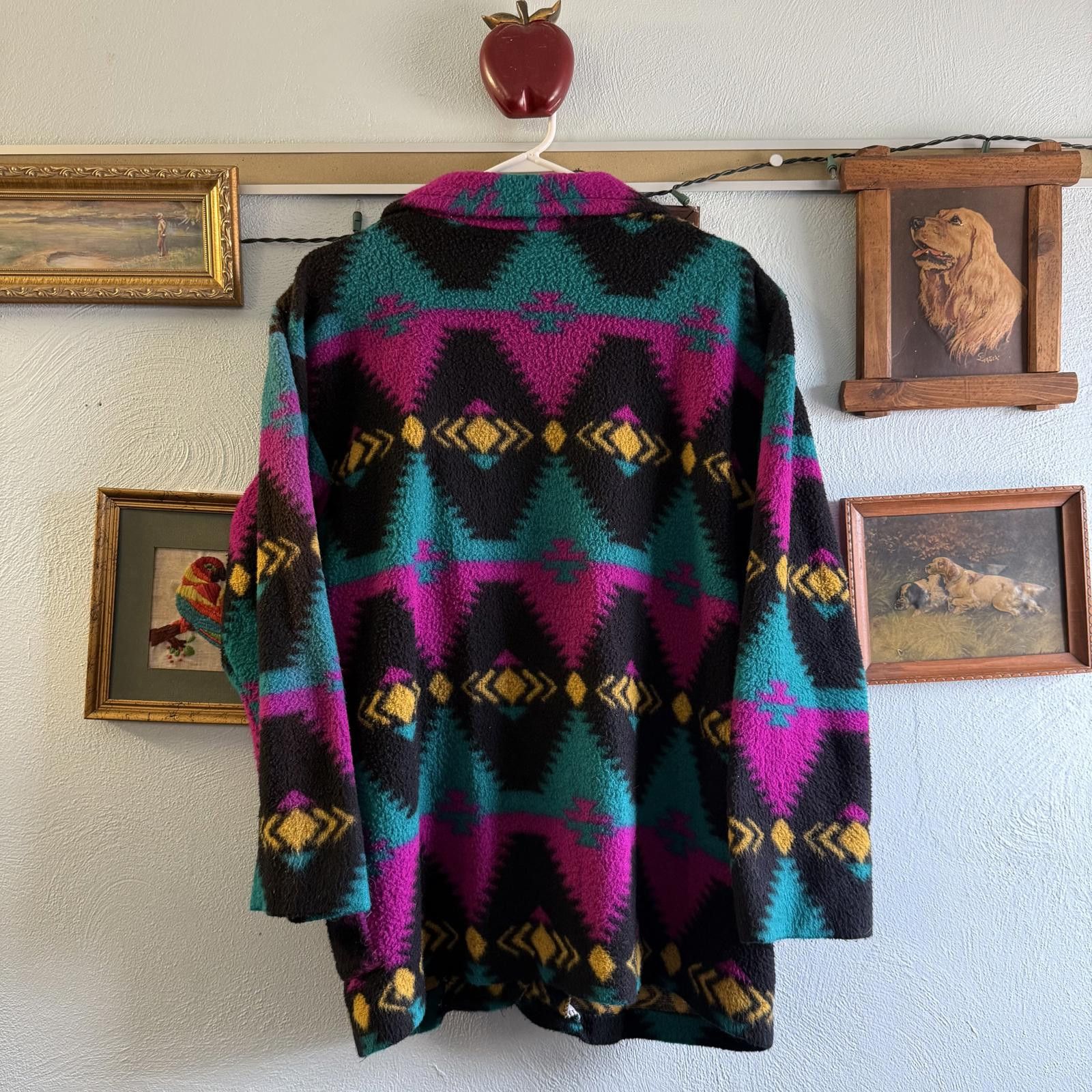 Designer Vintage Village Fair Aztec Boho One Button Cardigan Blazer Size M / US 6-8 / IT 42-44 - 2 Thumbnail