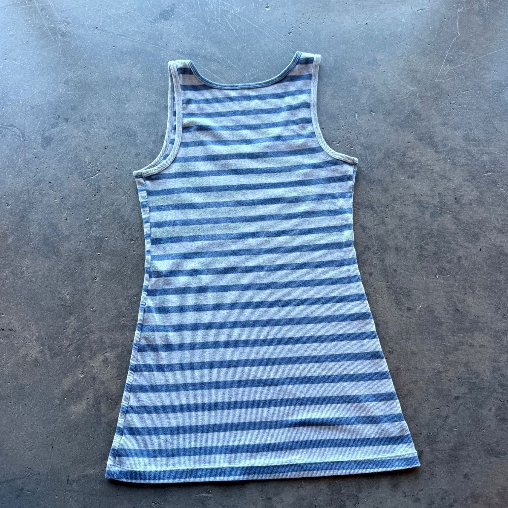 Vintage VINTAGE Y2K Blue Striped Ribbed Knit Basic Cami Longline Tank Top Women's XL Size XL / US 12-14 / IT 48-50 - 2 Thumbnail