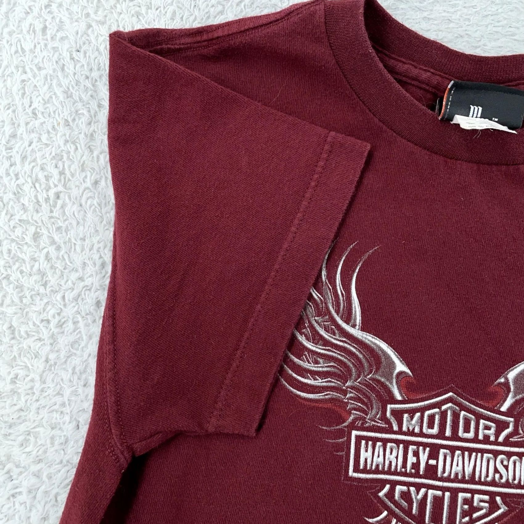 Harley Davidson VINTAGE Harley-Davidson Shirt Portland Maine Women's Small Biker Flames Made USA Red Size S / US 4 / IT 40 - 4 Thumbnail