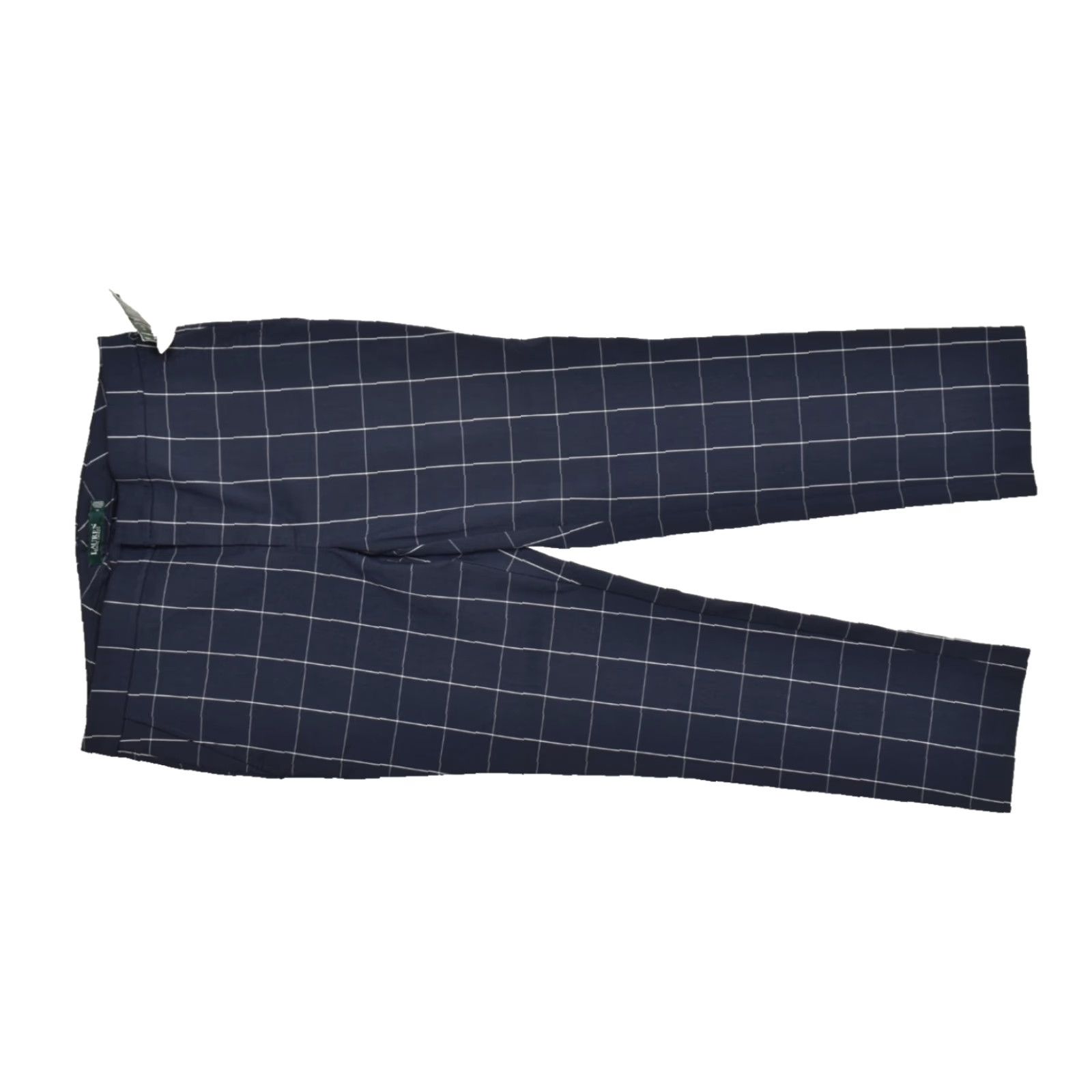 Ralph Lauren Lauren Ralph Lauren Women's 12 Navy Blue Windowpane Plaid Ankle Pants NEW Size 34" / US 12 / IT 48 - 2 Thumbnail