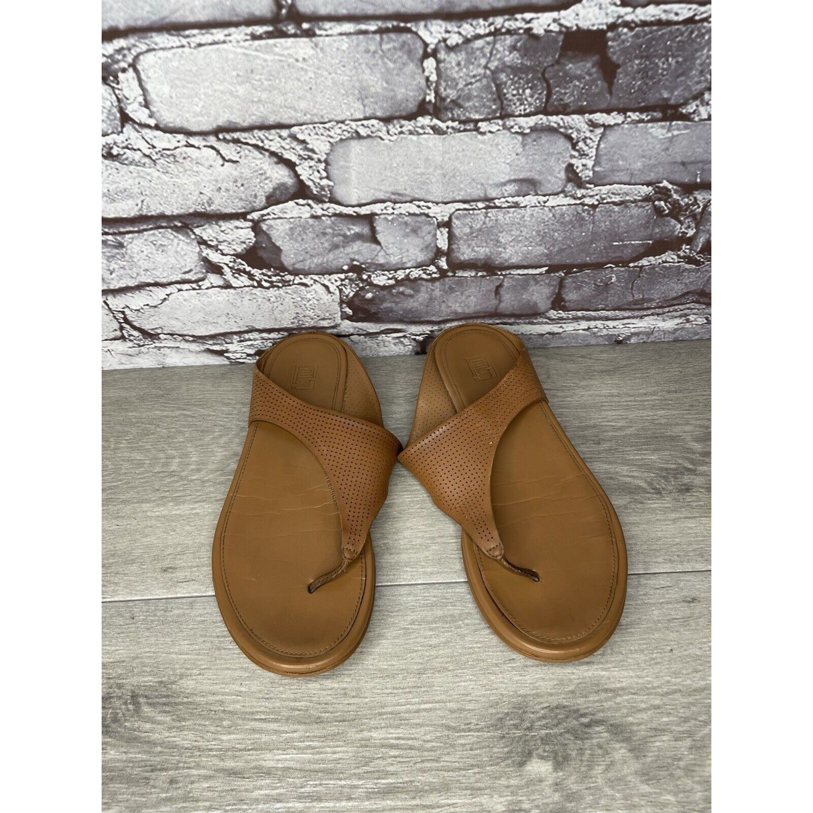 Other FITFLOP V35-592 Brown Leather Flip Flops Wedge Sandals Wome Size US 8 / IT 38 - 18 Thumbnail