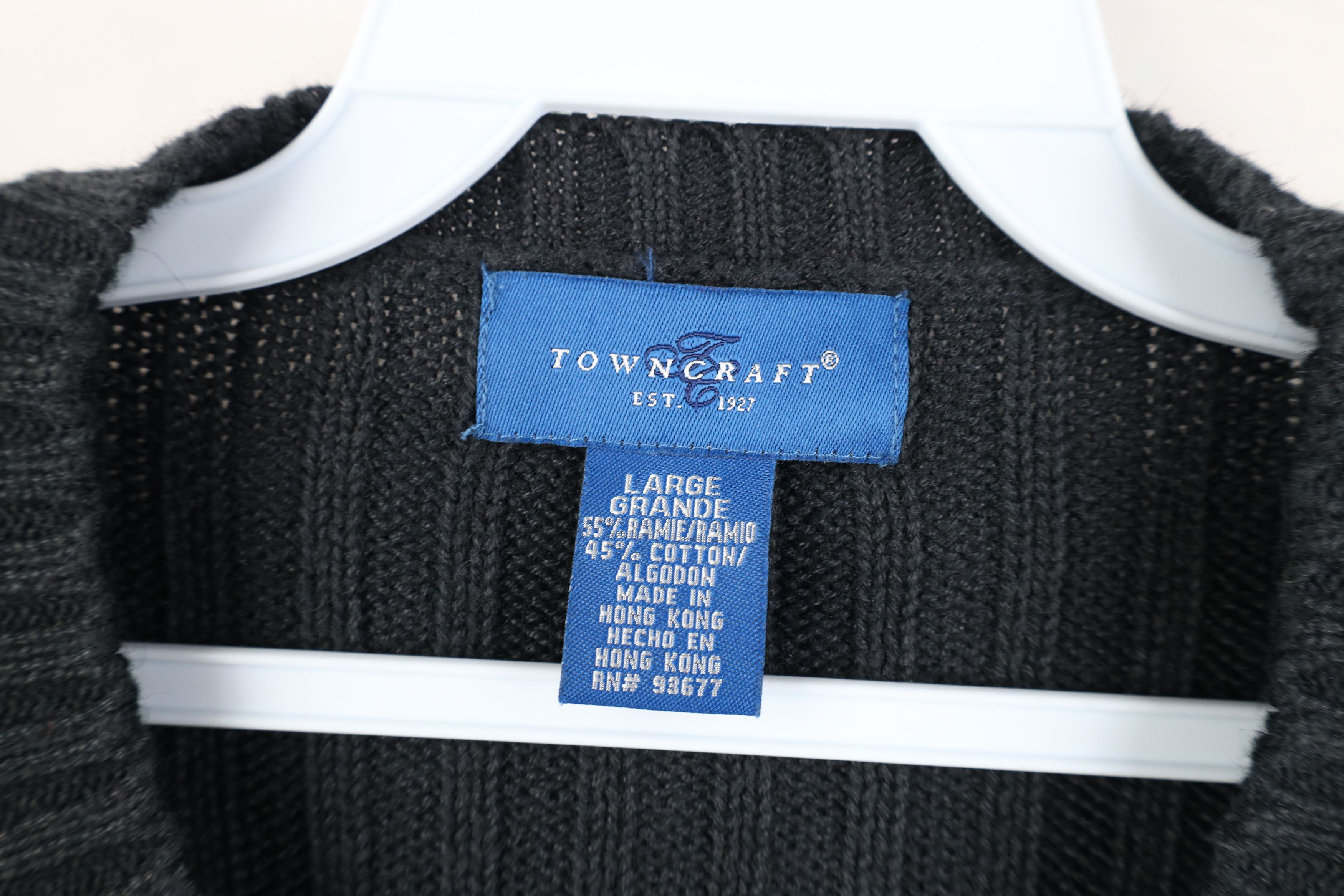 Vintage Vintage 90s Streetwear Ribbed Knit Sweater Charcoal Gray Size US L / EU 52-54 / 3 - 6 Thumbnail