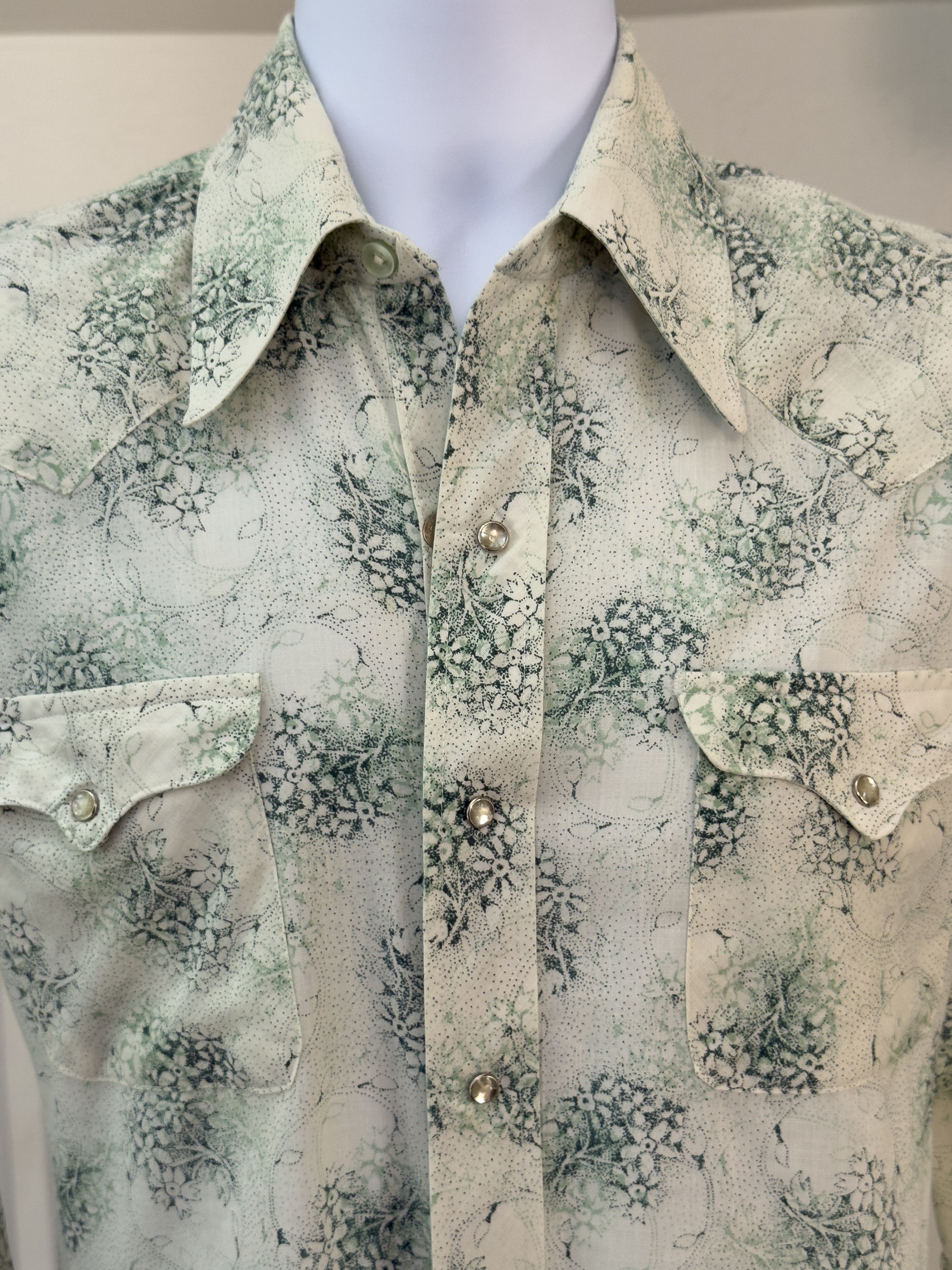 Other Vintage 70s Floral Western Button Up Shirt Pearl Snap Size US M / EU 48-50 / 2 - 5 Thumbnail