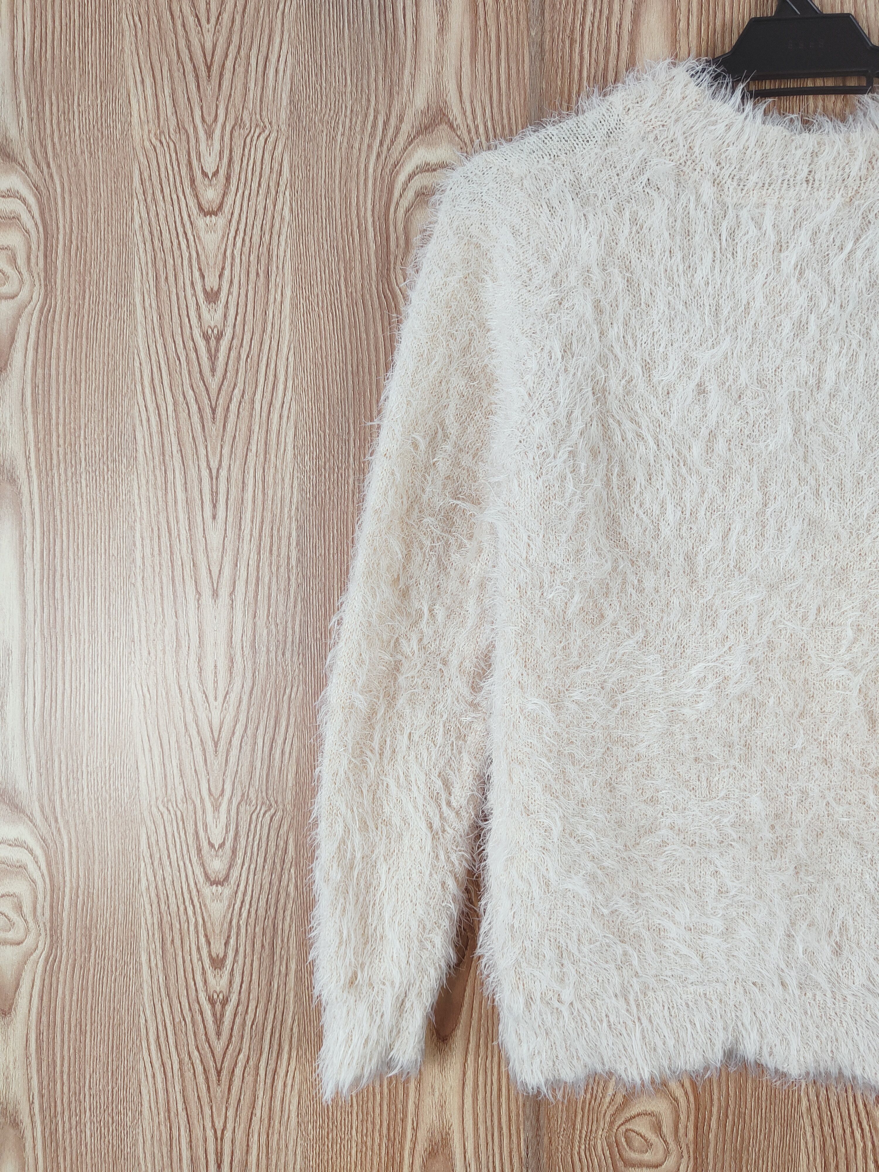 Japanese Brand E Hypen World Gallery Beige Fur Mohair Sweatshirts #W466 Size S / US 4 / IT 40 - 8 Thumbnail