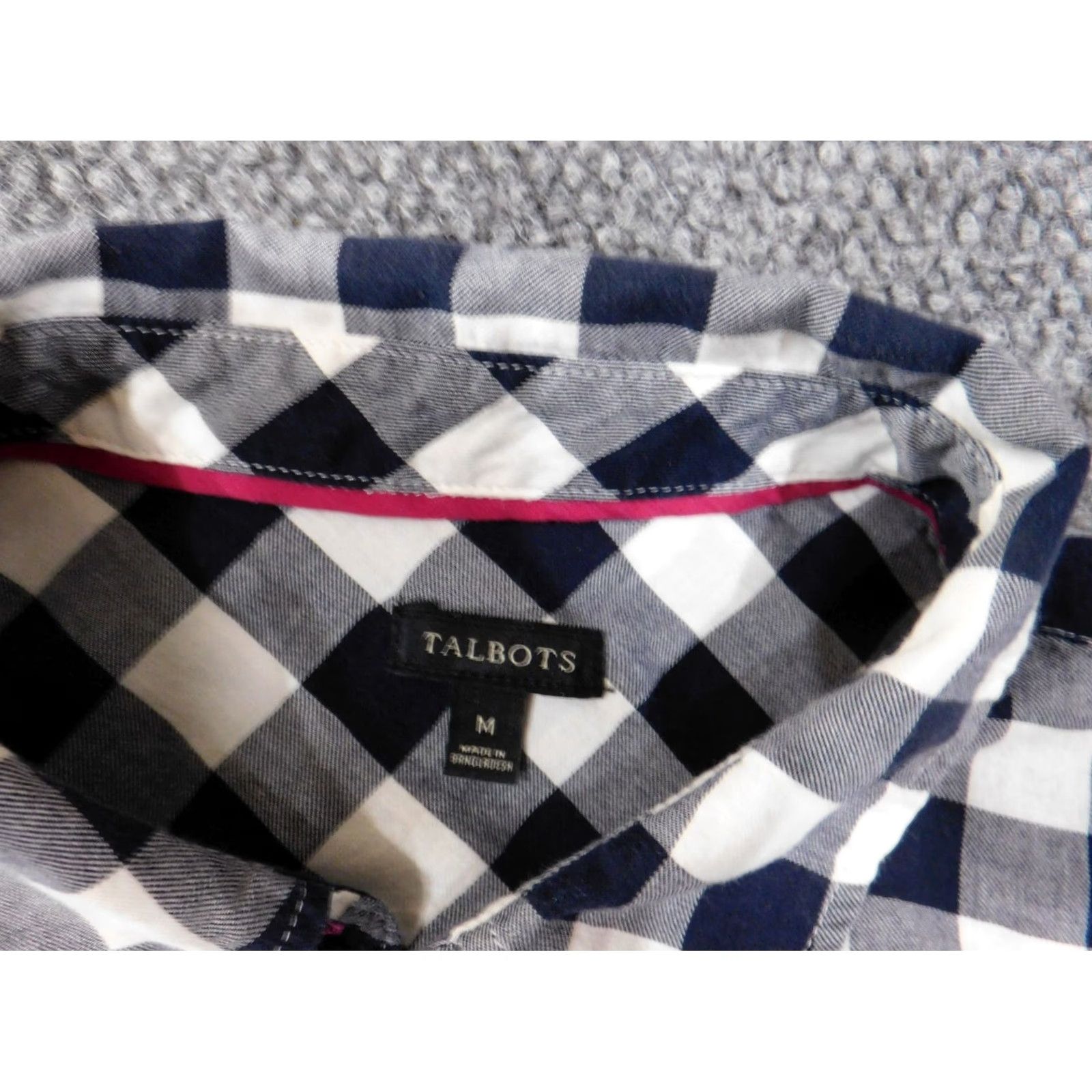 Talbots Talbots Button-Up Shirt Womens Medium Blue Plaid Cotton Casual Long Sleeve Collared Classic Basic Stretch Size M / US 6-8 / IT 42-44 - 4 Thumbnail