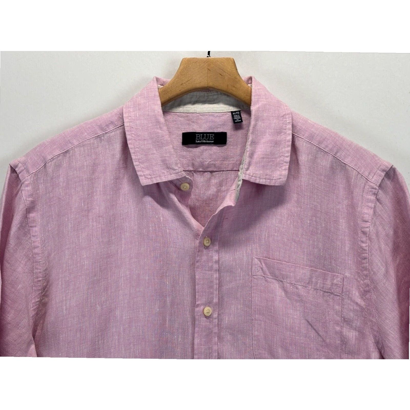 Saks Fifth Avenue Saks Fifth Avenue Linen Shirt Adult Extra Large Pink Short Sleeve Button Up Beach Size US XL / EU 56 / 4 - 3 Thumbnail