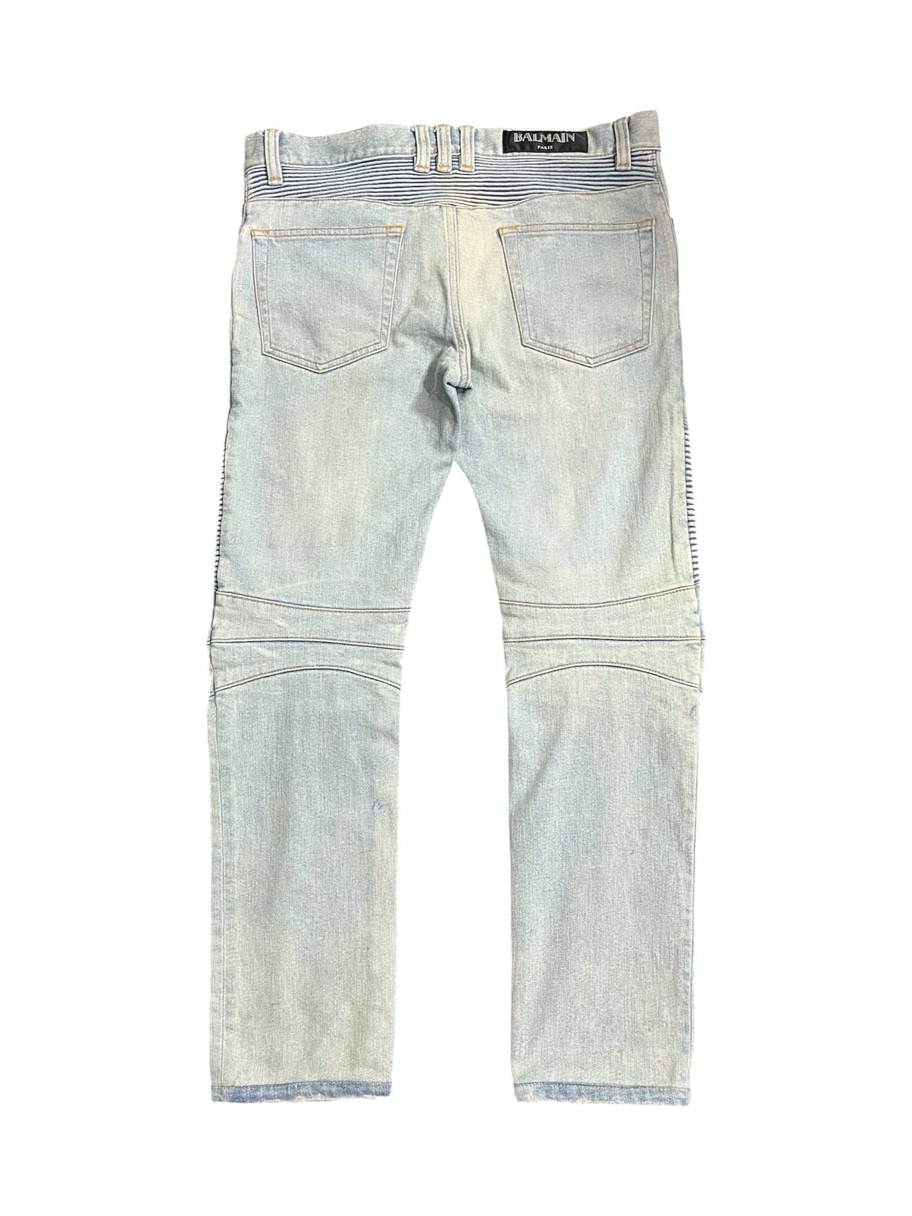 Balmain Balmain kanye light blue distressed biker jeans Size US 29 - 2 Thumbnail
